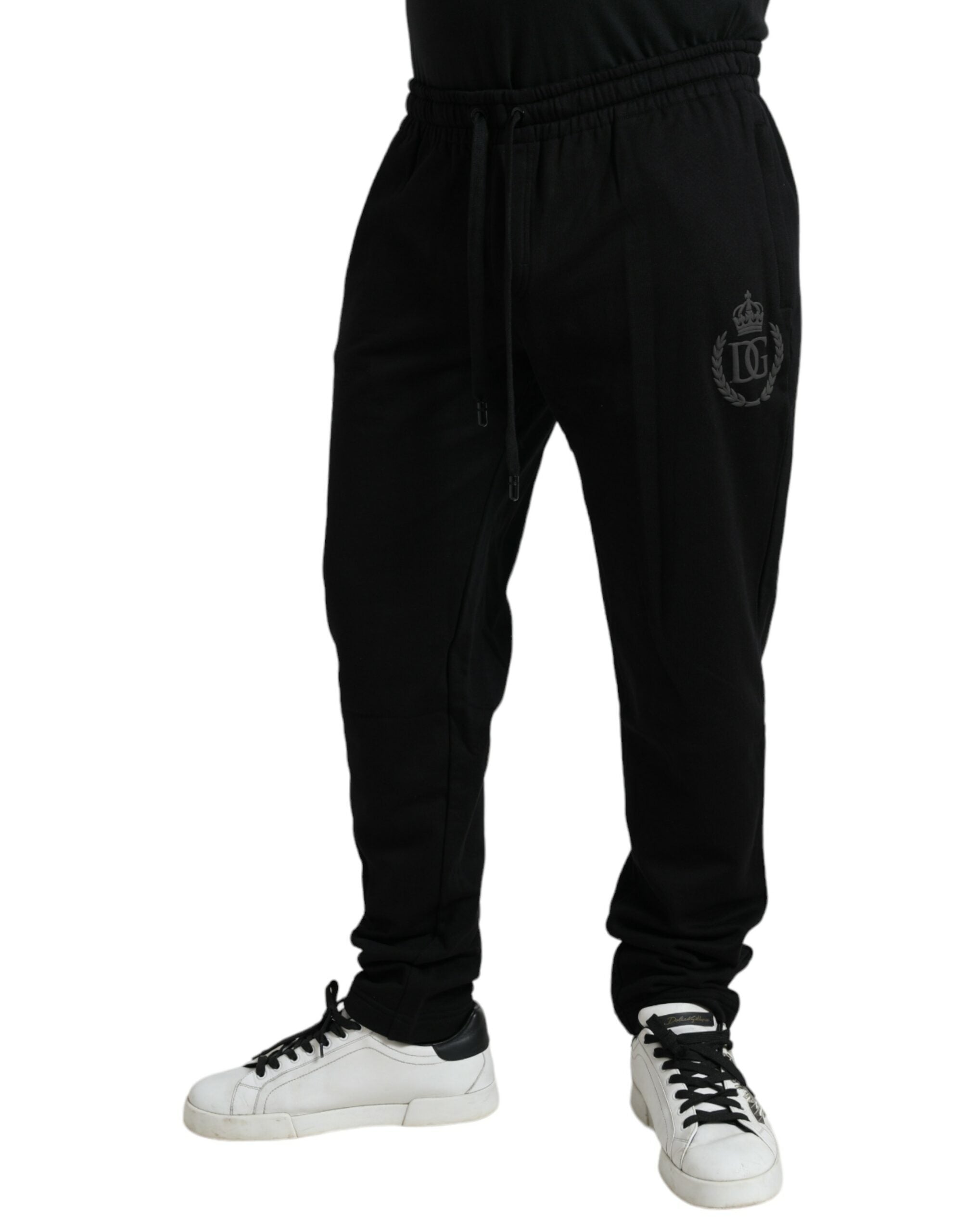 Pantaloni jogger eleganți negri din bumbac Dolce & Gabbana