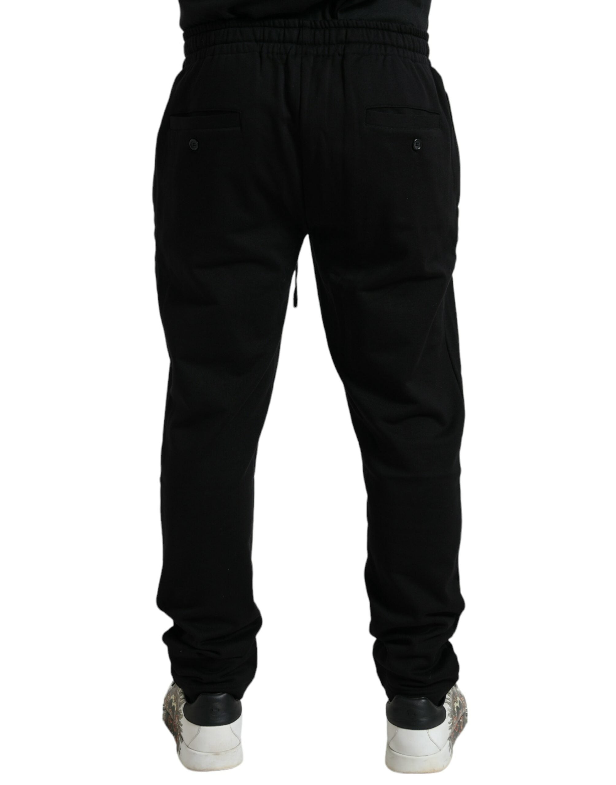 Pantaloni jogger eleganți negri din bumbac Dolce & Gabbana