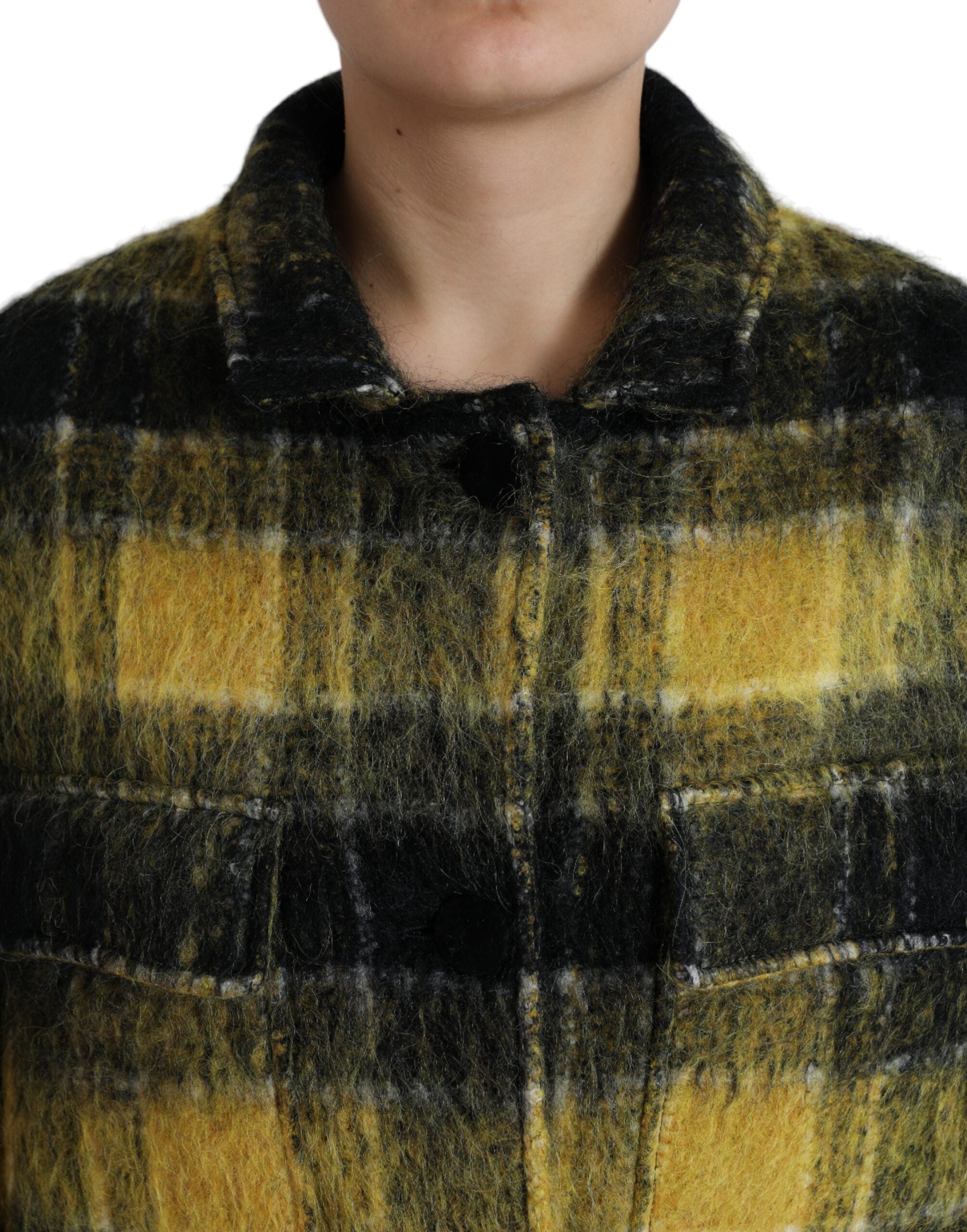Dolce & Gabbana Schicker, karierter, langer Mantel in Sonnengelb