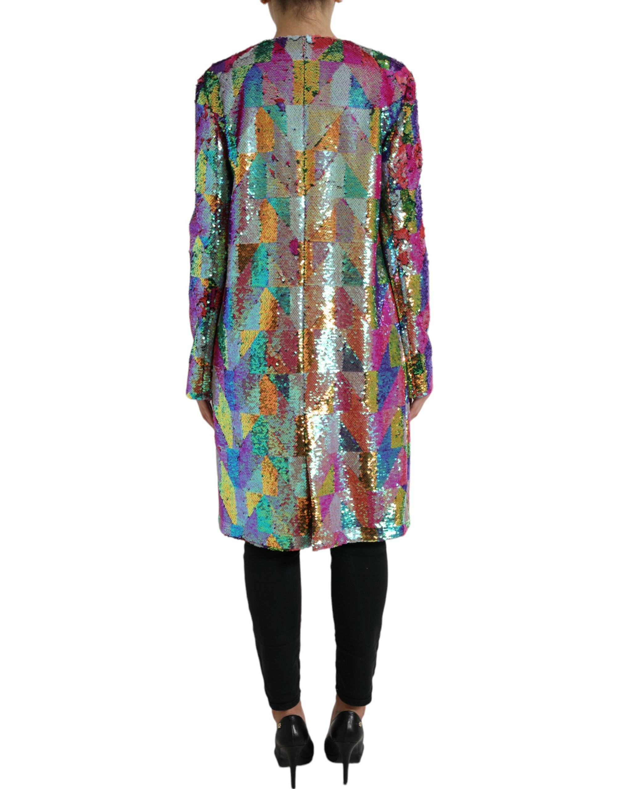 Dolce & Gabbana Lange Jacke mit mehrfarbigen Pailletten