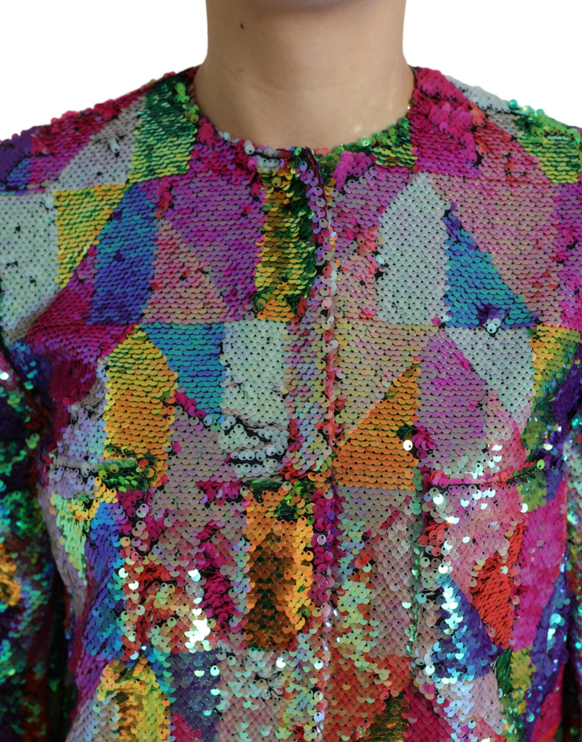 Dolce & Gabbana Lange Jacke mit mehrfarbigen Pailletten