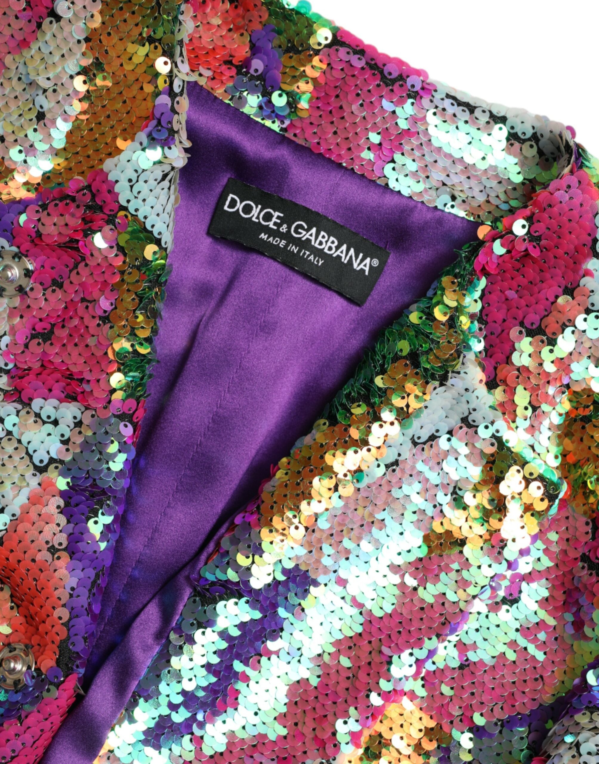 Dolce & Gabbana Lange Jacke mit mehrfarbigen Pailletten