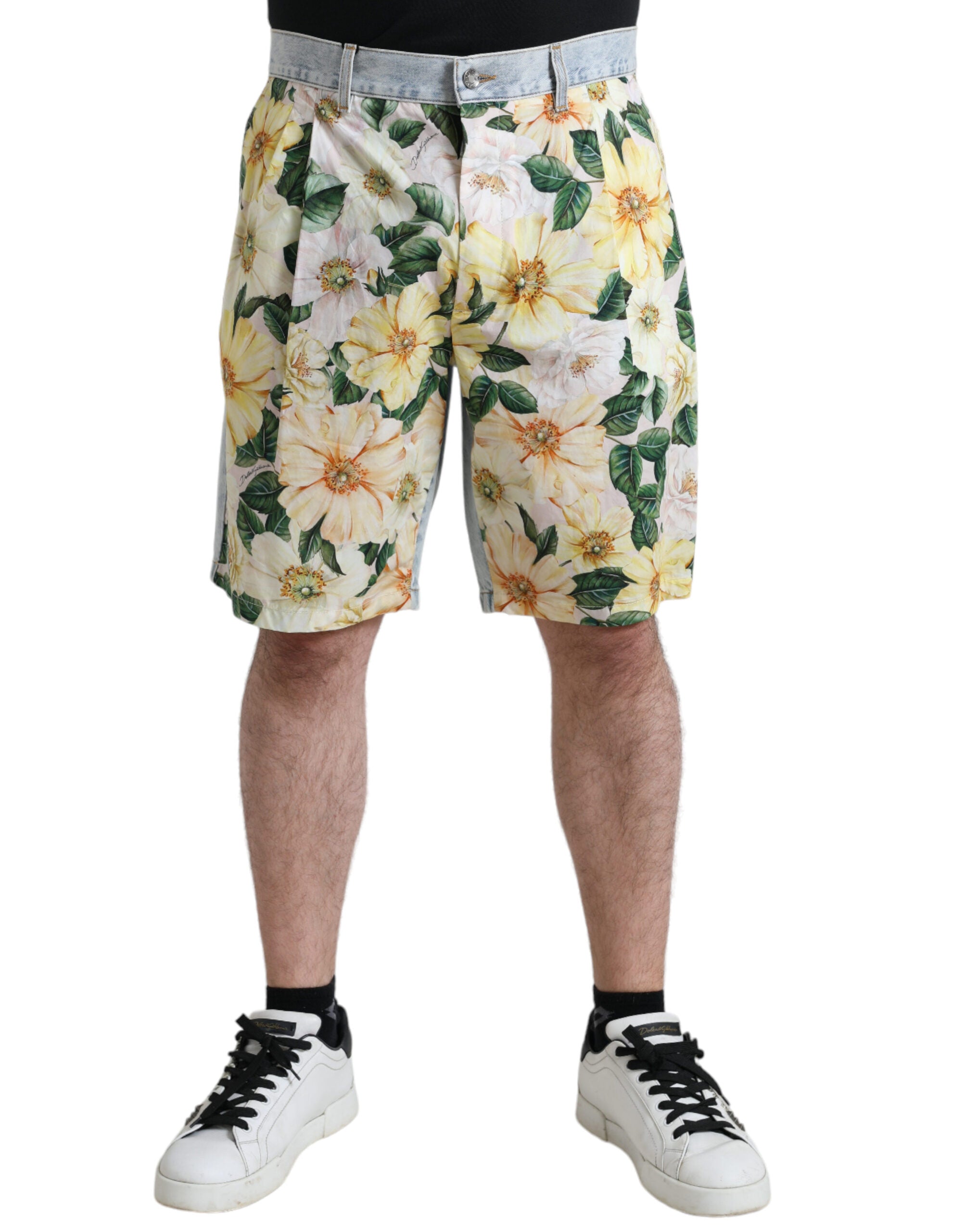 Dolce & Gabbana – Bermudashorts aus Baumwolle mit mehrfarbigem Blumenmuster