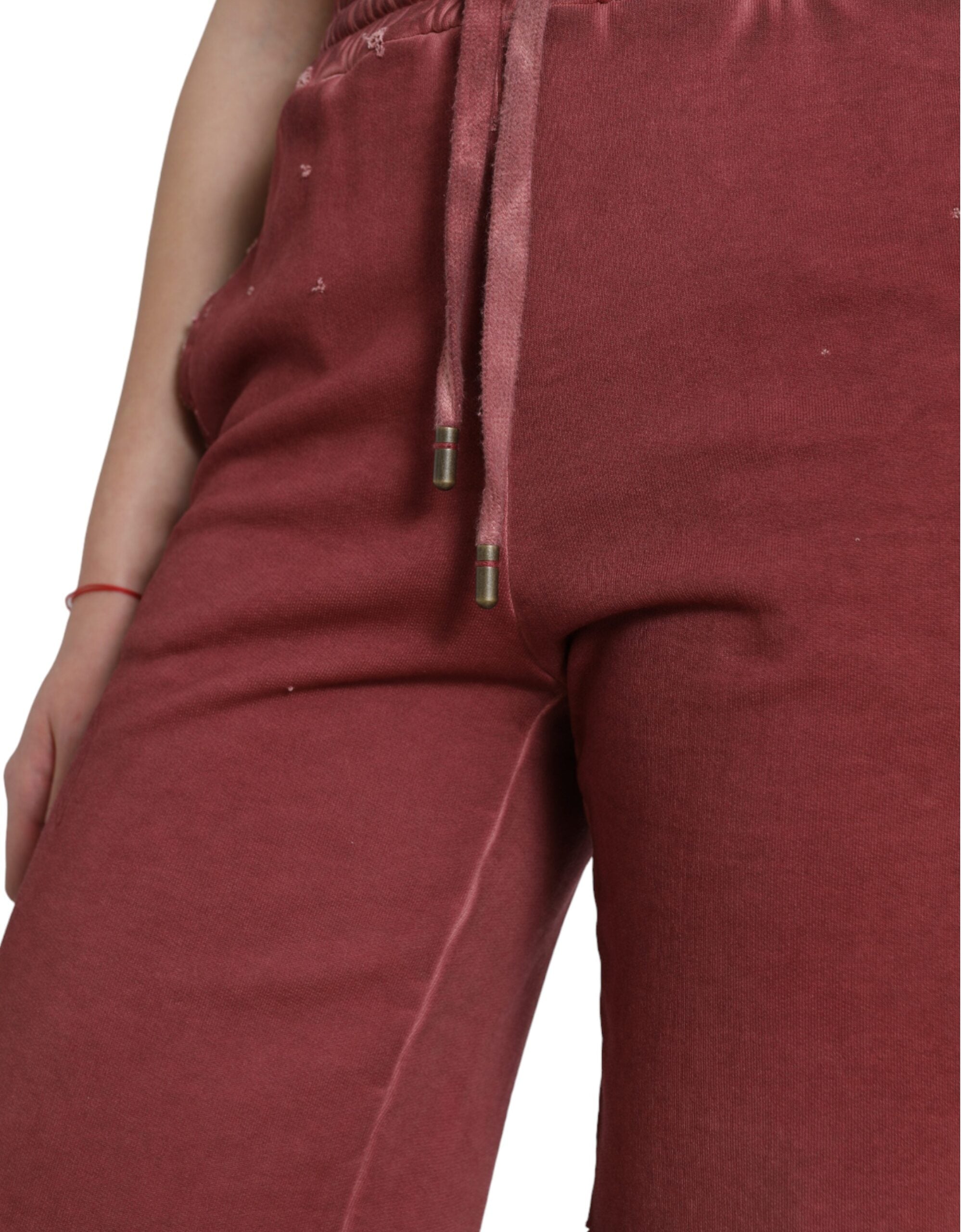 Pantaloni scurți de trening Dolce & Gabbana Chic Maroon cu talie înaltă