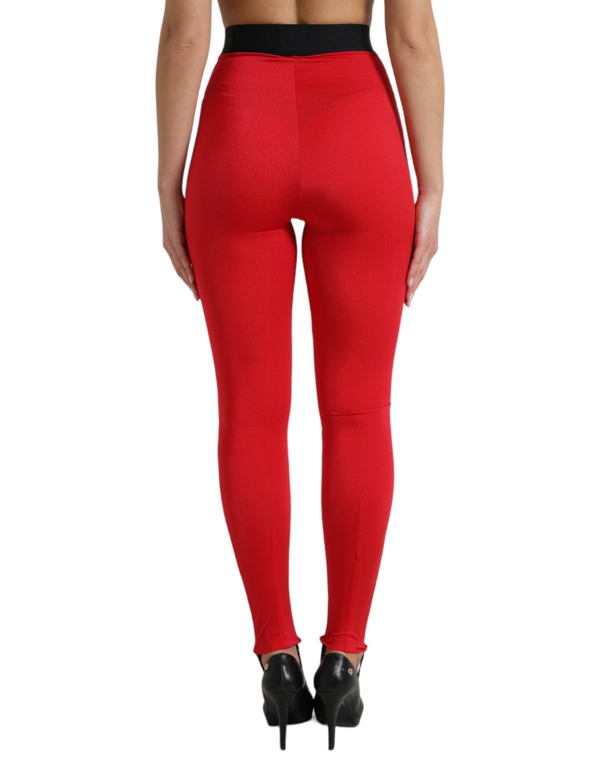 Dolce & Gabbana Elegante rote Leggings mit hoher Taille