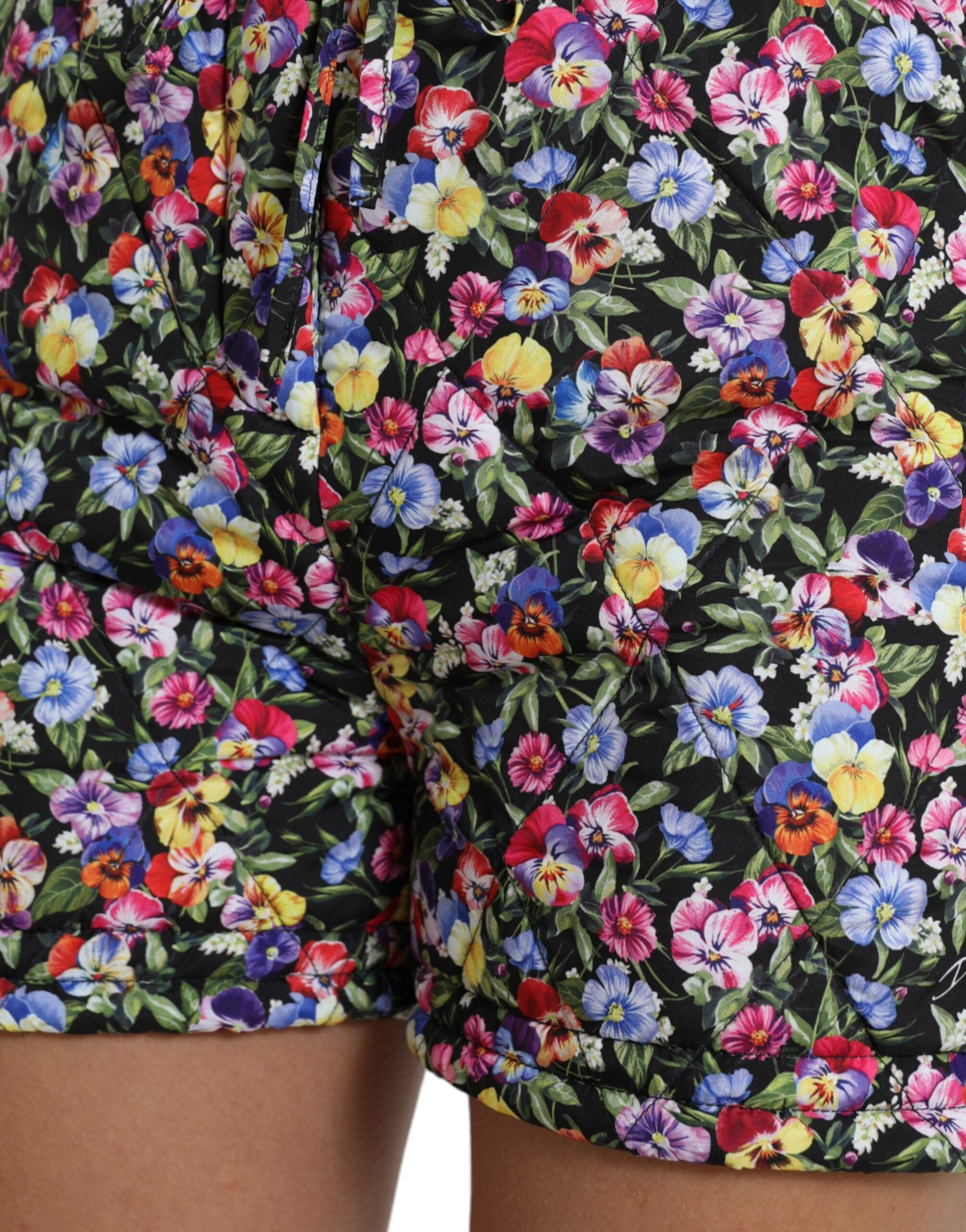 Pantaloni scurți vibranți cu talie înaltă și imprimeu floral Dolce & Gabbana