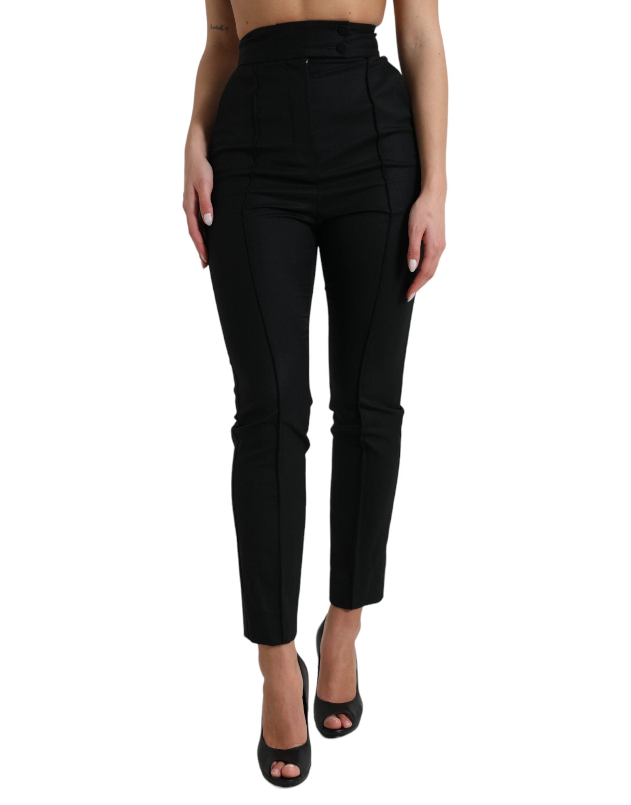 Dolce & Gabbana Elegante hoch taillierte, konische Wollhose