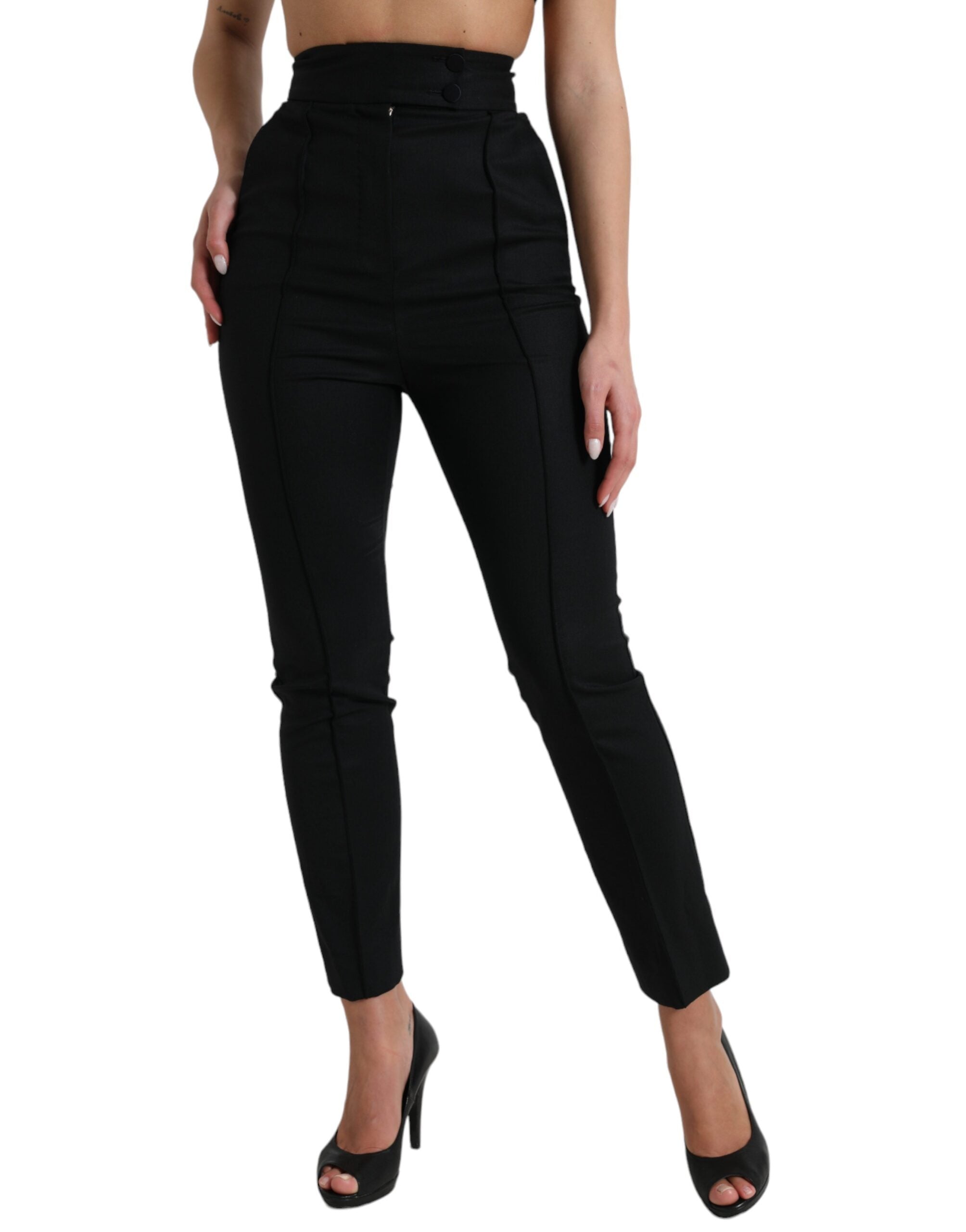 Dolce & Gabbana Elegante hoch taillierte, konische Wollhose