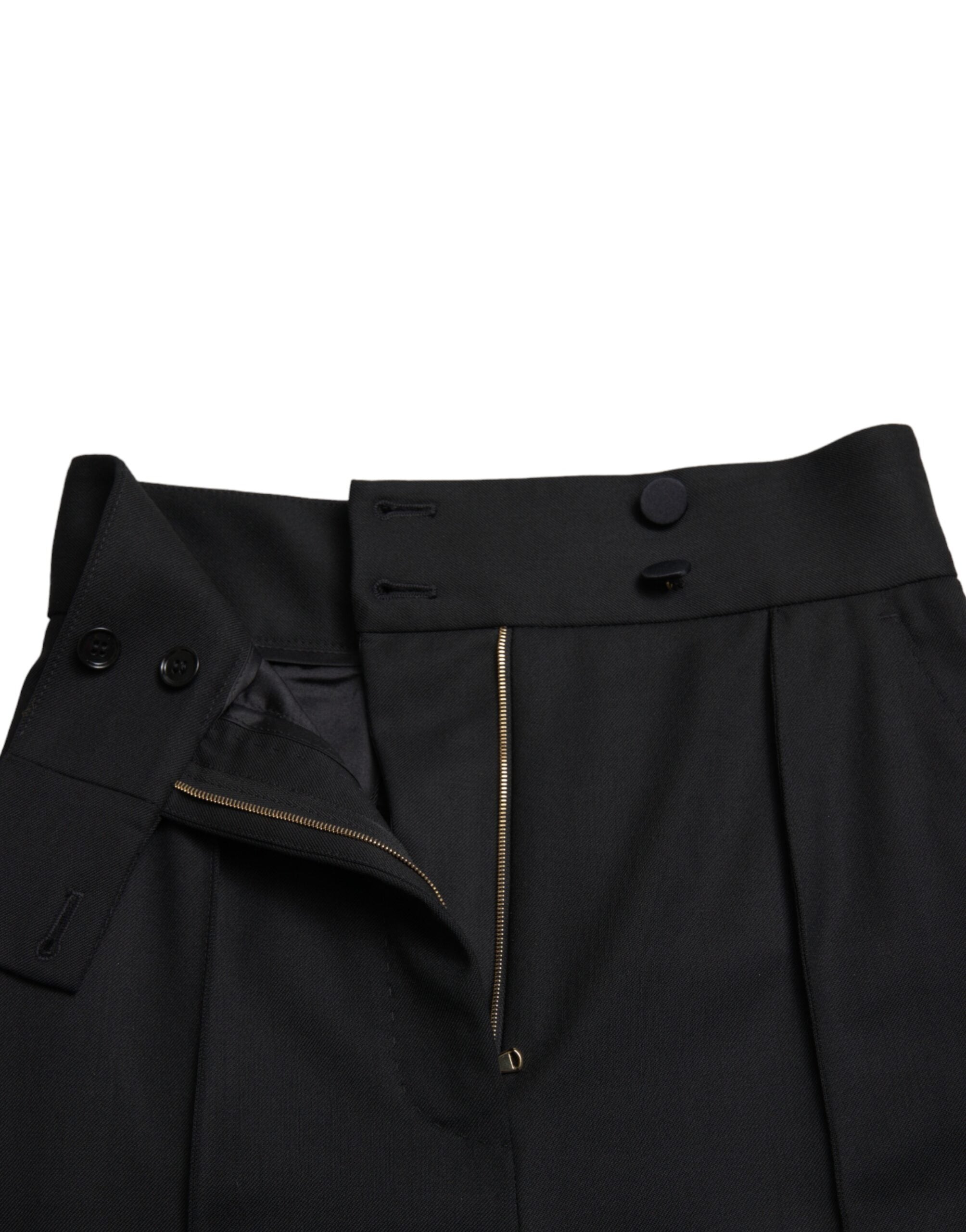 Dolce & Gabbana Elegante hoch taillierte, konische Wollhose