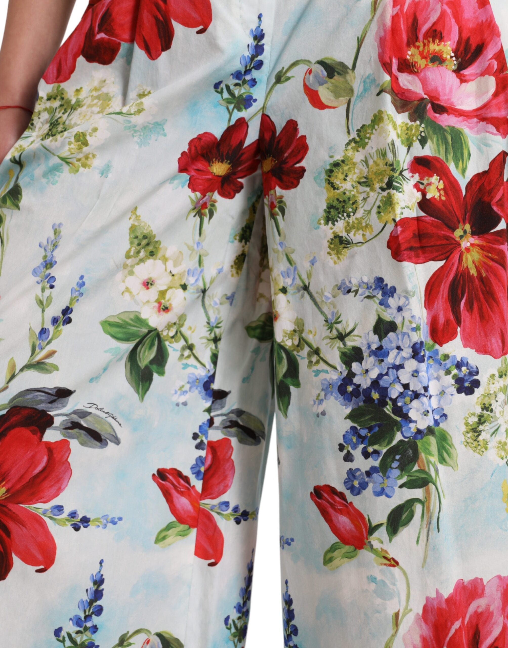 Pantaloni largi cu talie înaltă și imprimeu floral Dolce & Gabbana