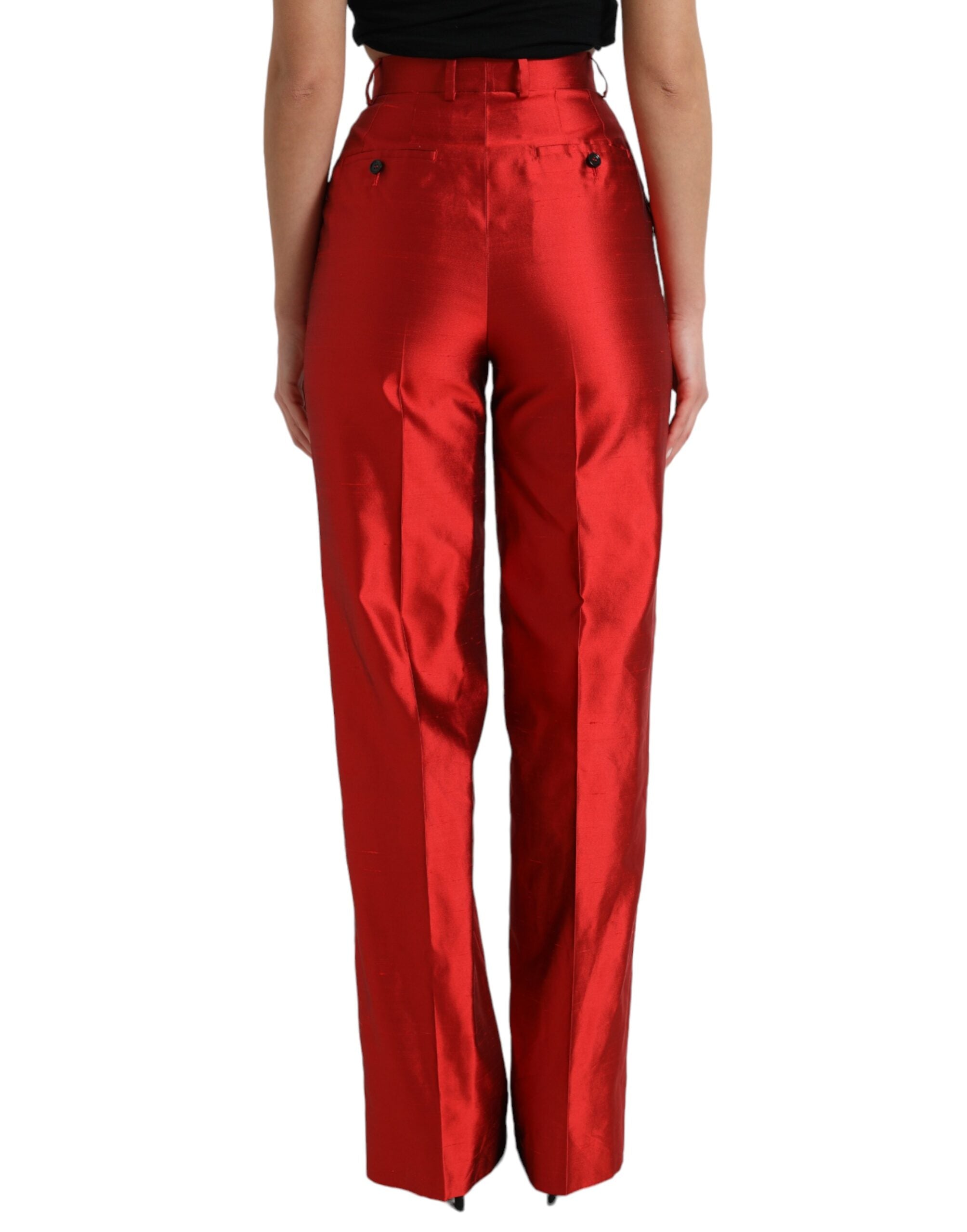 Dolce & Gabbana Elegante Seidenhose mit hoher Taille und weitem Bein