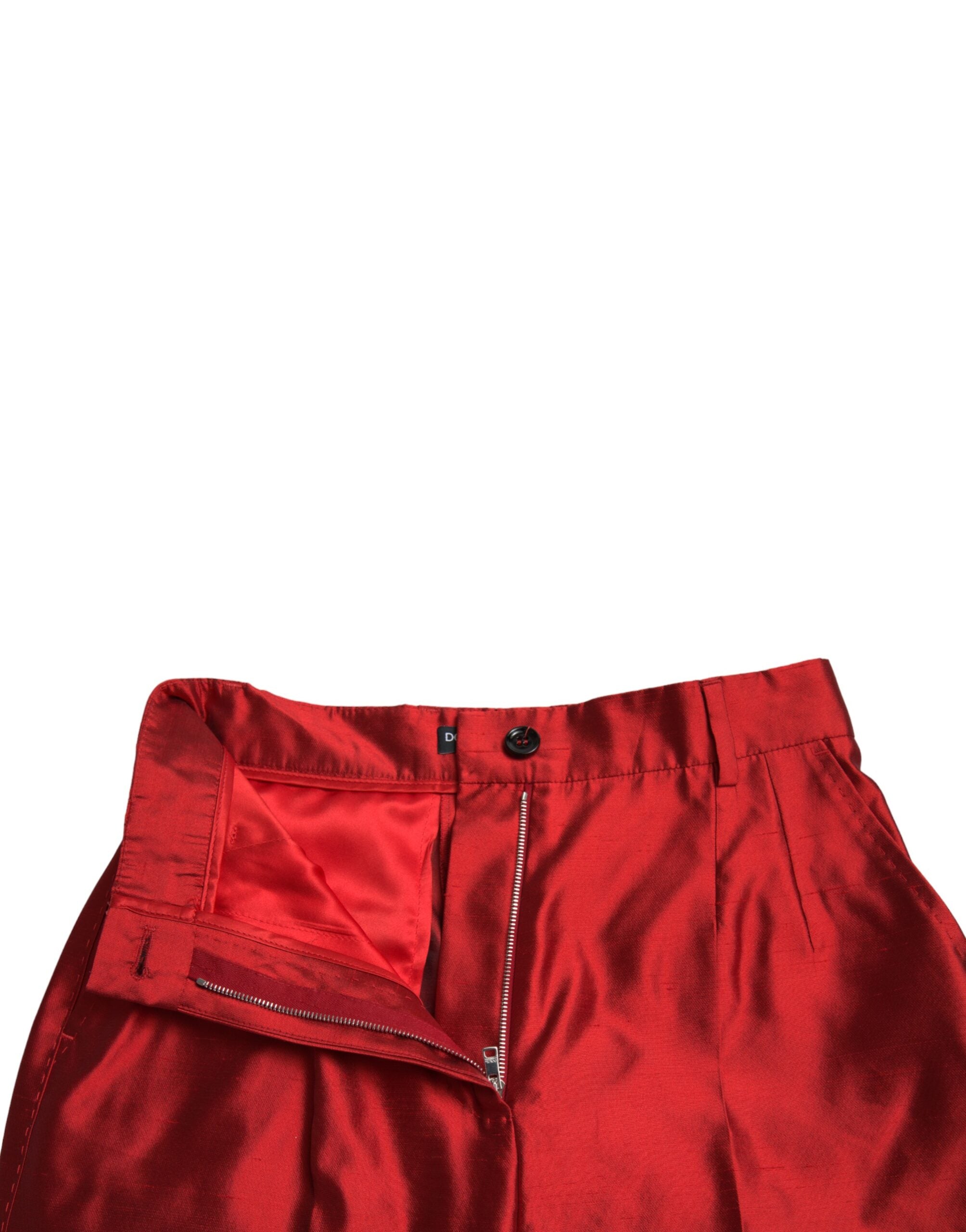 Dolce & Gabbana Elegante Seidenhose mit hoher Taille und weitem Bein