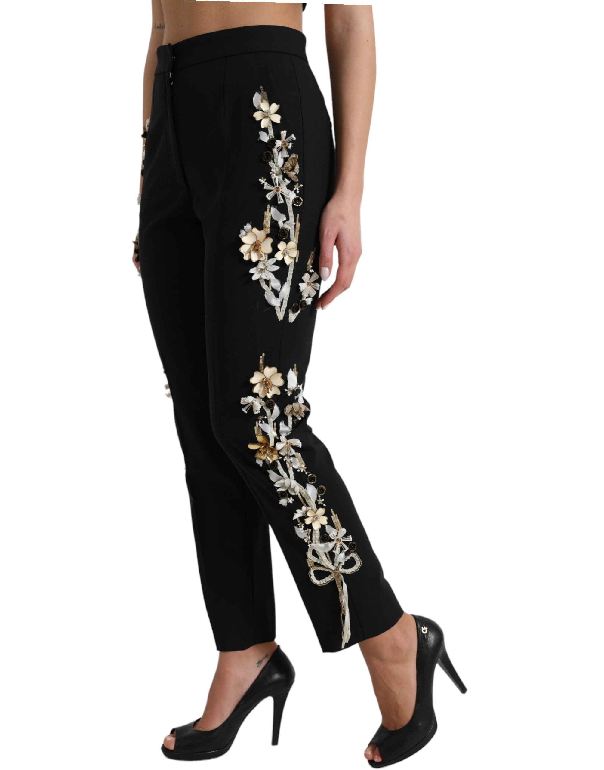 Dolce & Gabbana Pantaloni eleganți conici cu talie înaltă, cu imprimeu floral