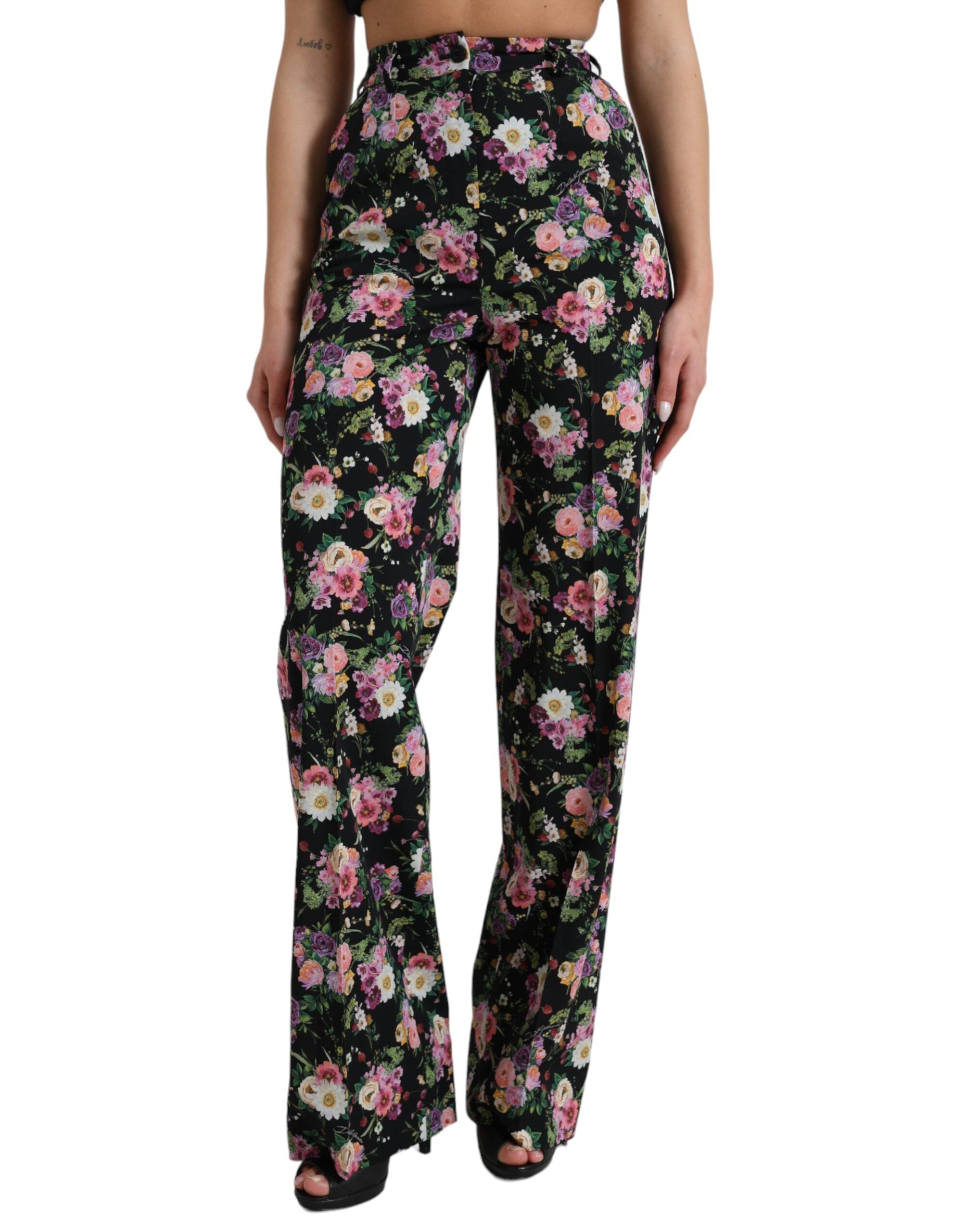Pantaloni largi cu talie înaltă și imprimeu floral Dolce & Gabbana