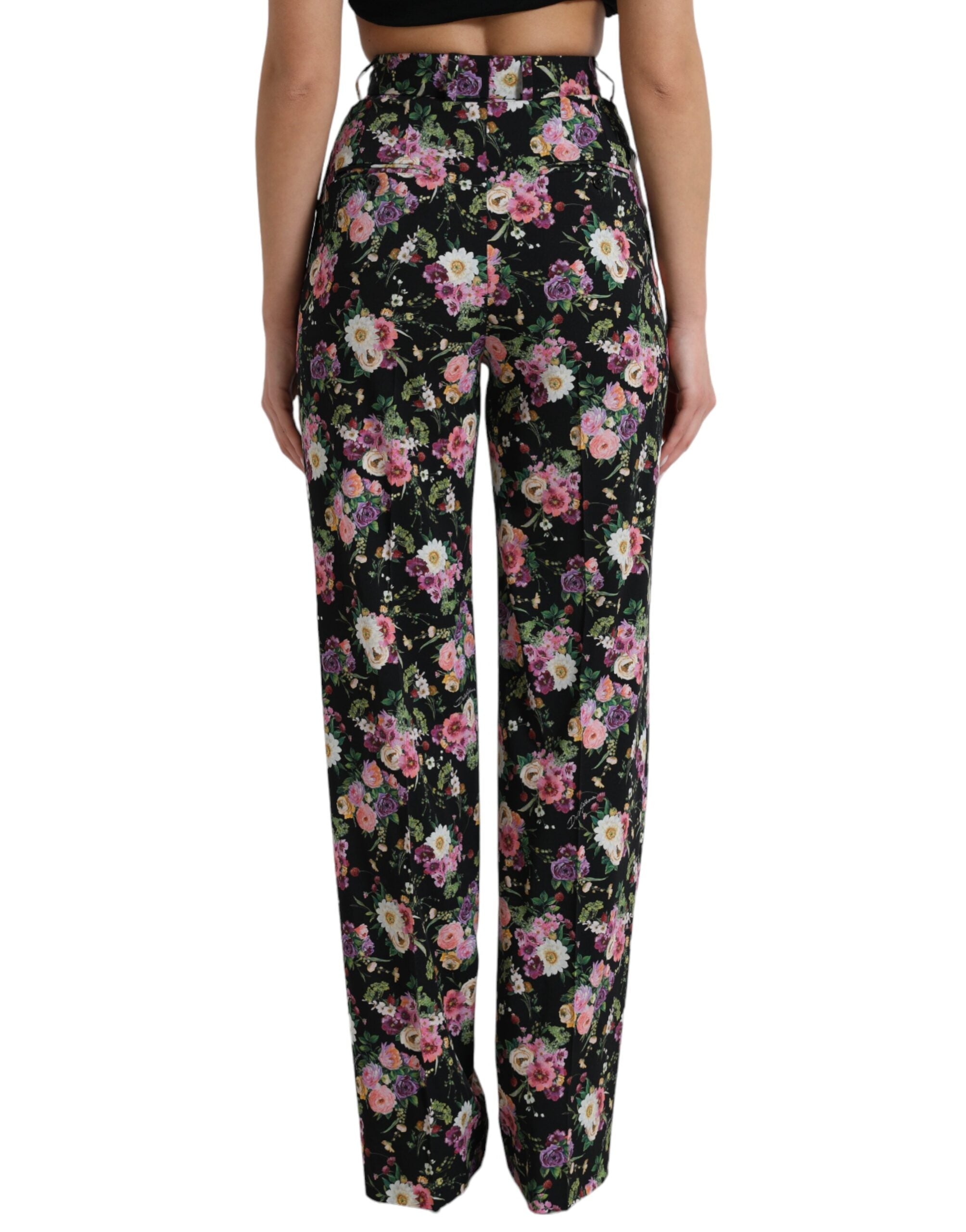 Pantaloni largi cu talie înaltă și imprimeu floral Dolce & Gabbana