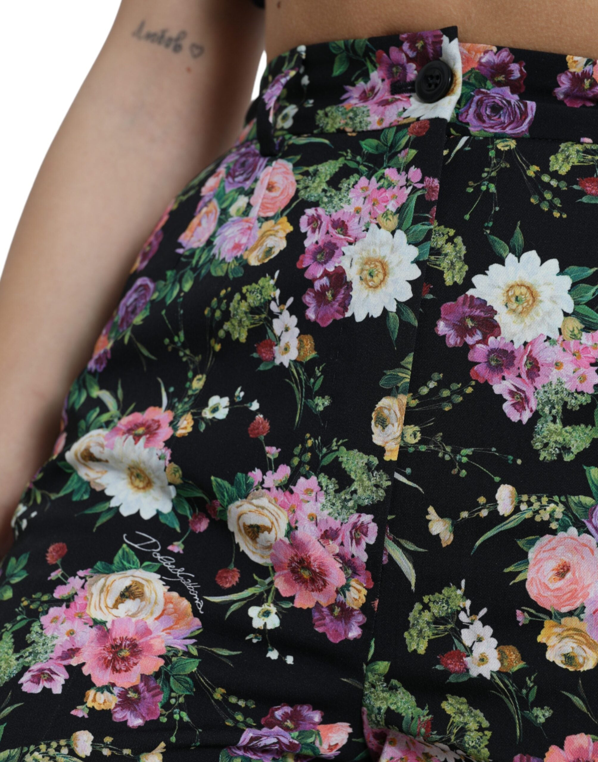 Pantaloni largi cu talie înaltă și imprimeu floral Dolce & Gabbana