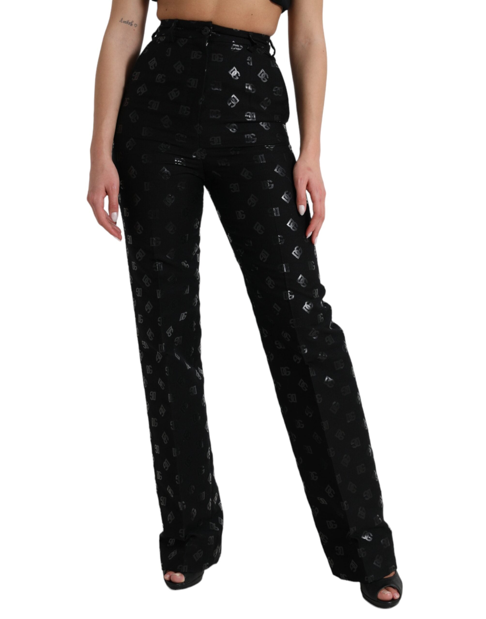 Dolce & Gabbana – Schicke, gerade Hose mit hoher Taille und Logo-Print