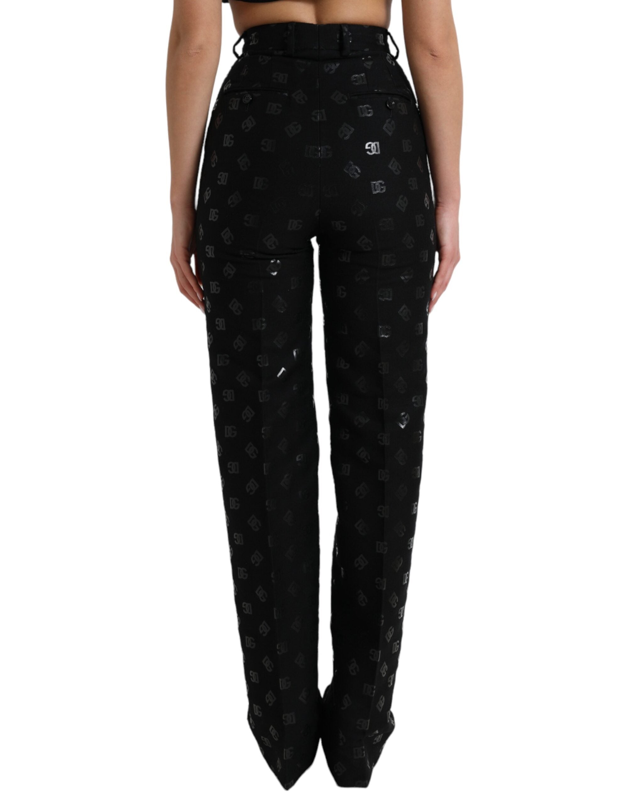 Dolce & Gabbana – Schicke, gerade Hose mit hoher Taille und Logo-Print
