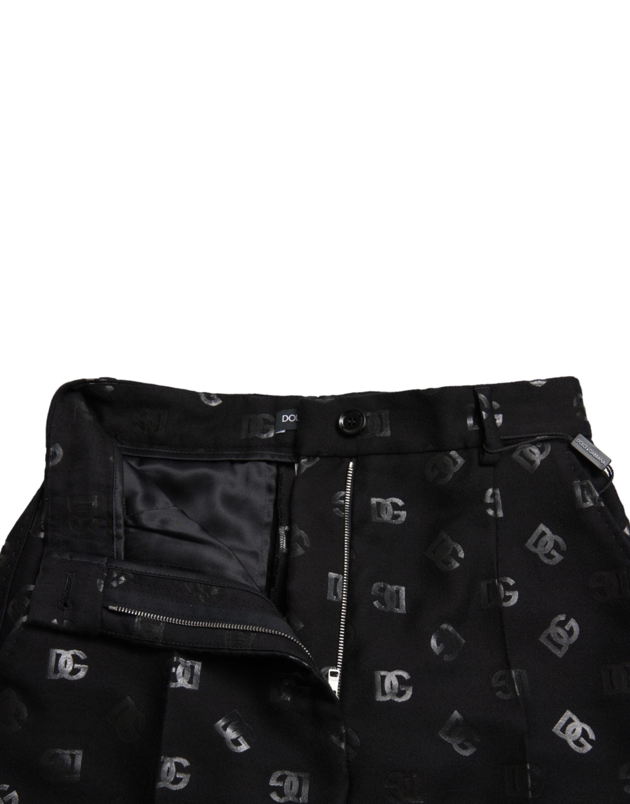 Dolce & Gabbana – Schicke, gerade Hose mit hoher Taille und Logo-Print