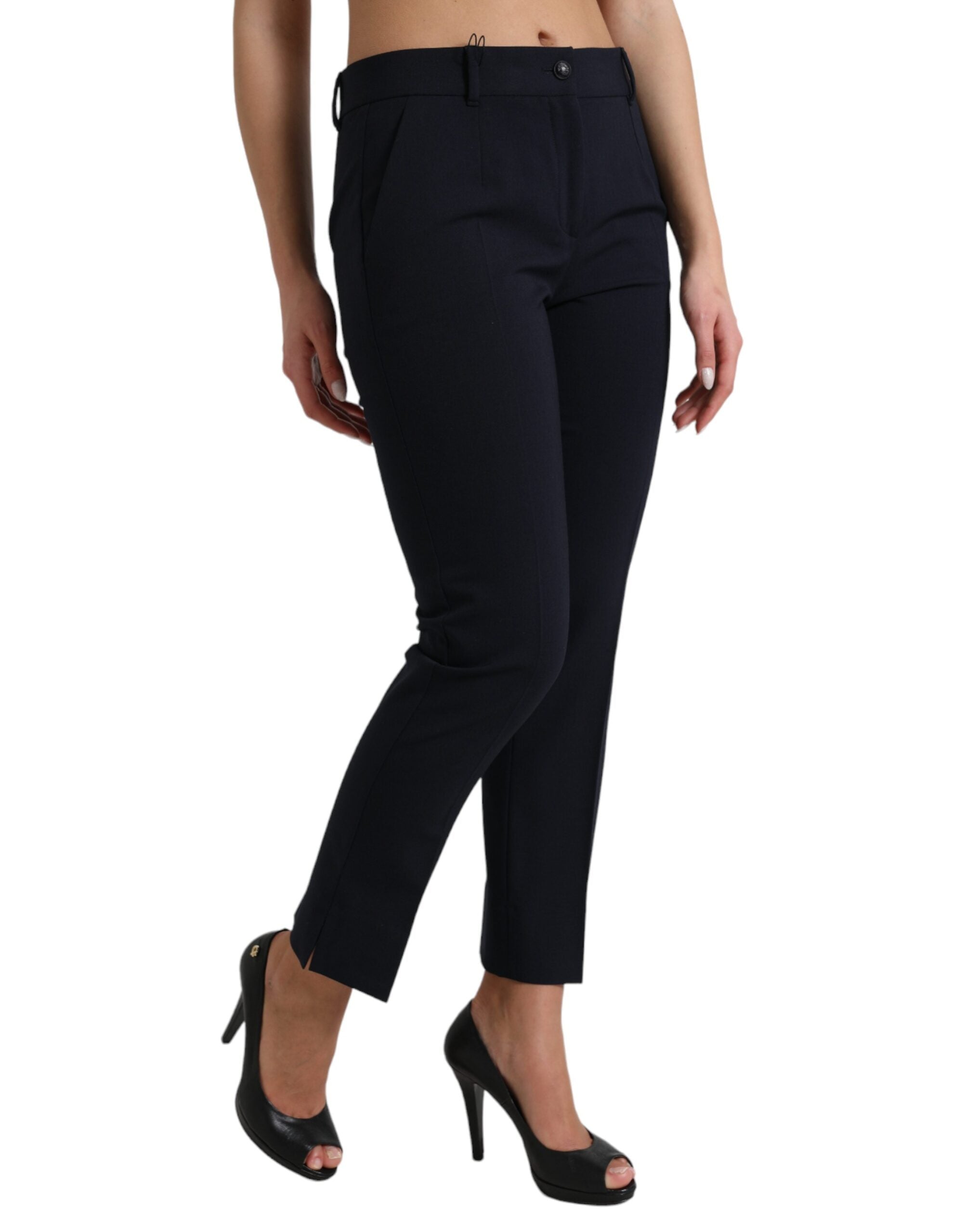 Dolce & Gabbana – Elegante, konisch zulaufende Hose mit mittlerer Taille in Blau