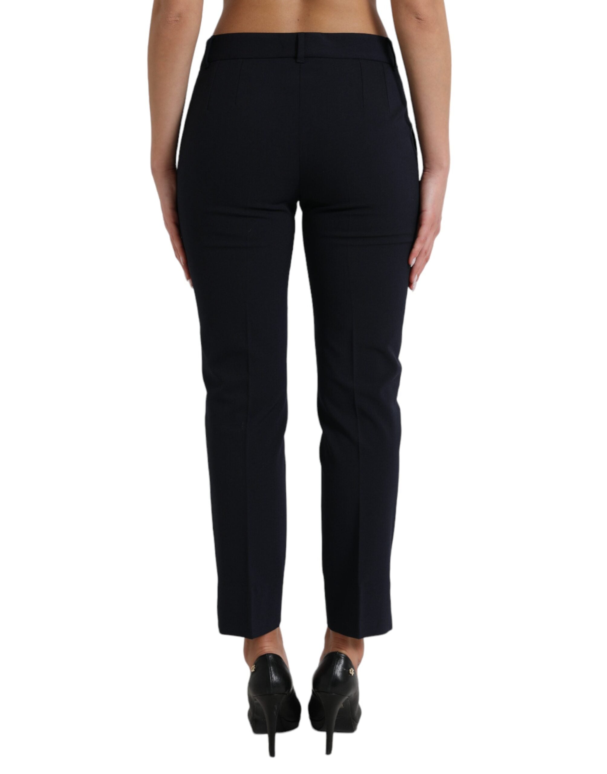 Dolce & Gabbana – Elegante, konisch zulaufende Hose mit mittlerer Taille in Blau