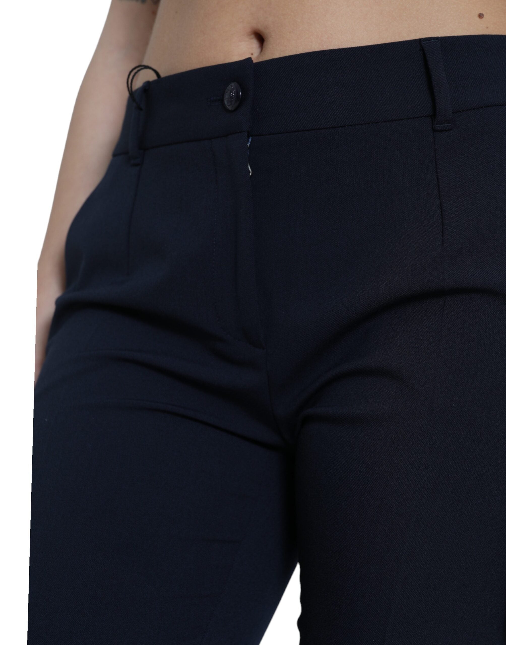 Dolce & Gabbana – Elegante, konisch zulaufende Hose mit mittlerer Taille in Blau