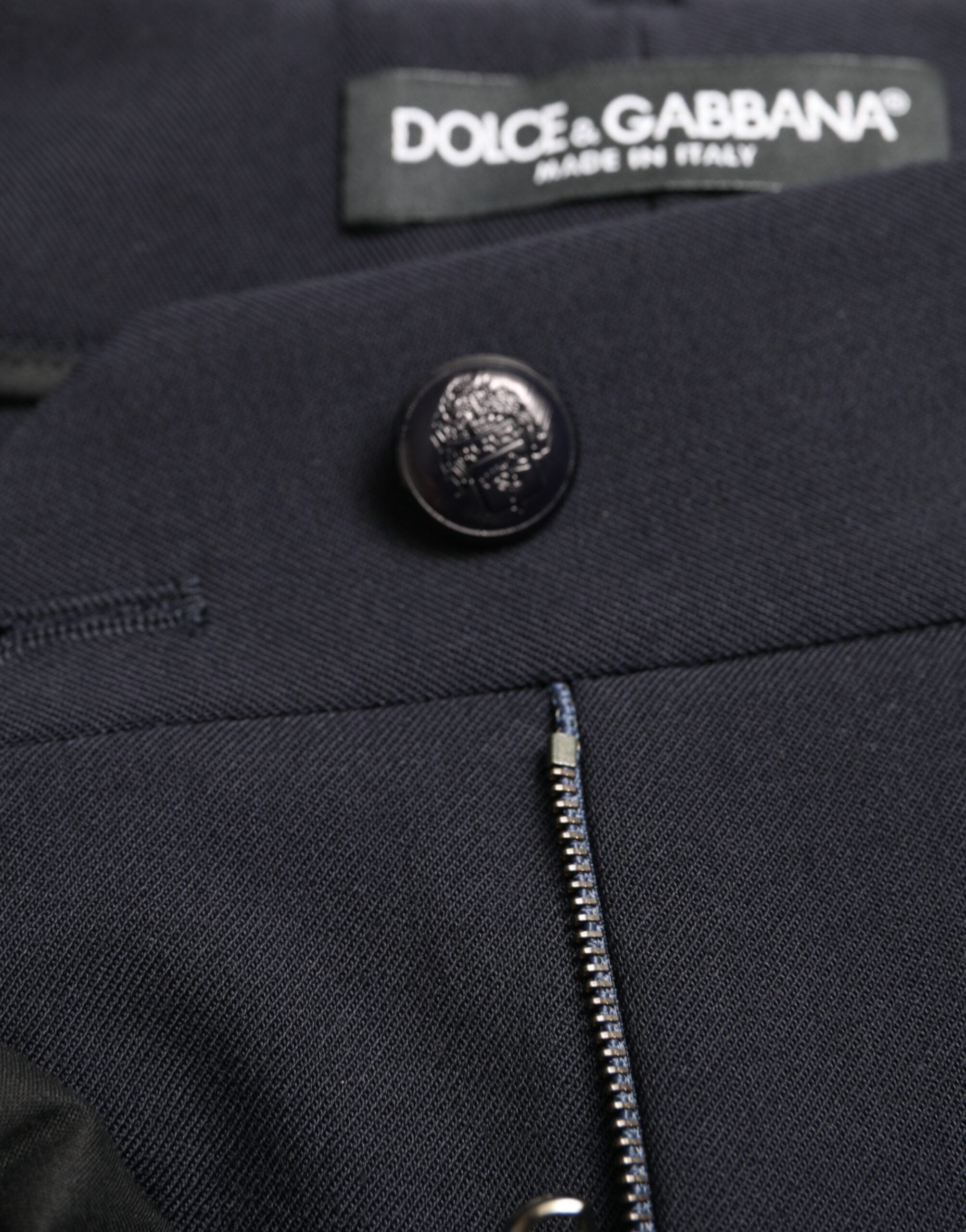 Dolce & Gabbana – Elegante, konisch zulaufende Hose mit mittlerer Taille in Blau