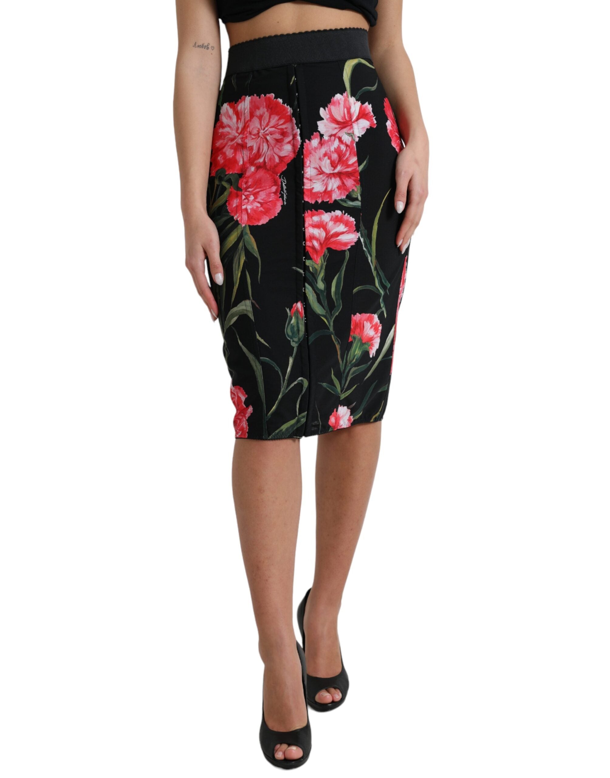 Fustă creion cu talie înaltă și imprimeu floral Dolce & Gabbana