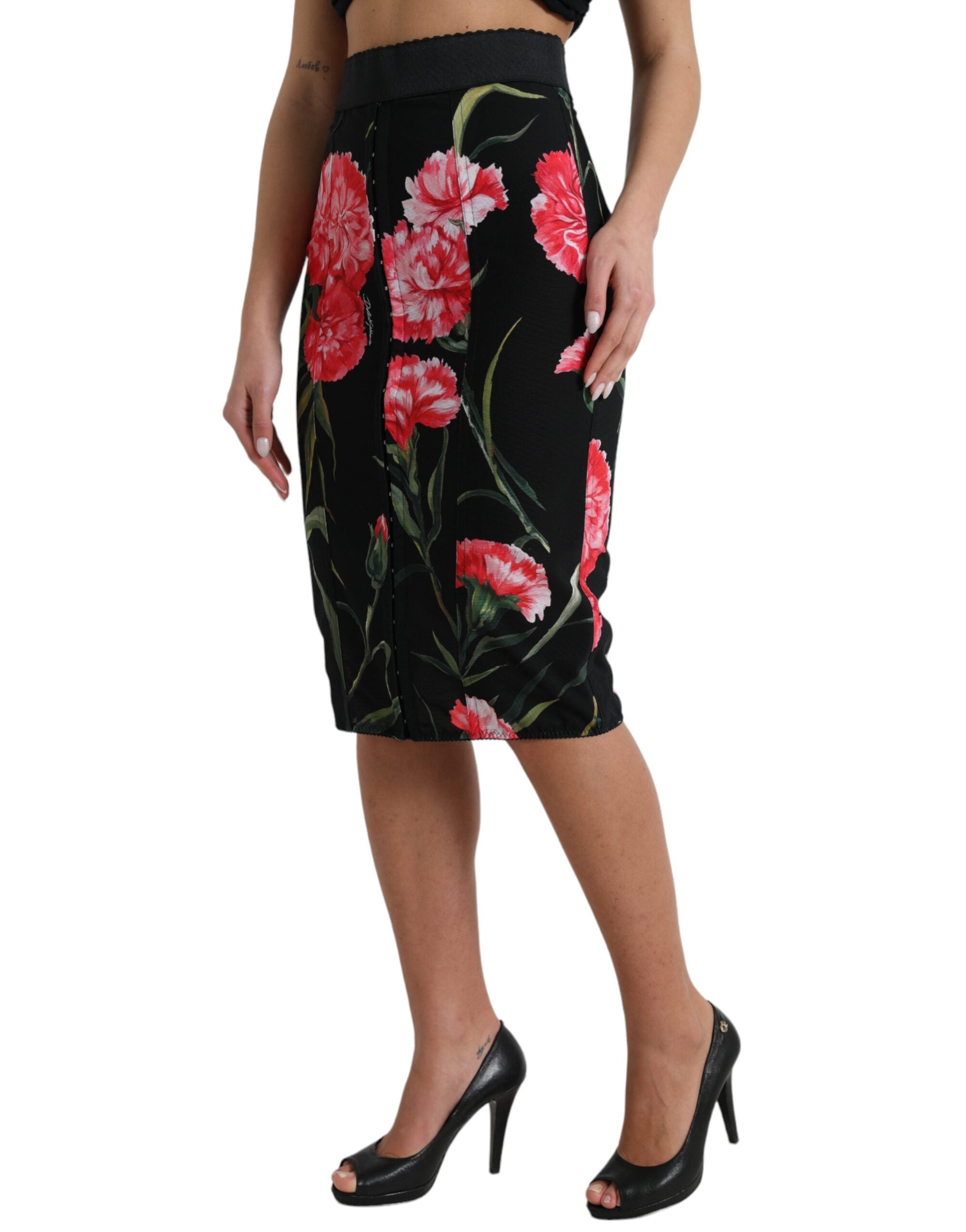 Fustă creion cu talie înaltă și imprimeu floral Dolce & Gabbana