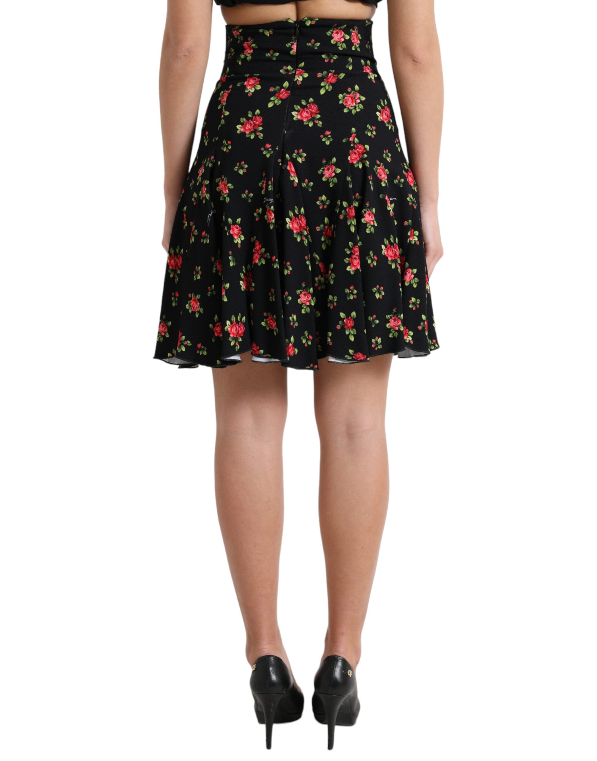 Dolce & Gabbana – Geblümter A-Linien-Minirock mit hoher Taille