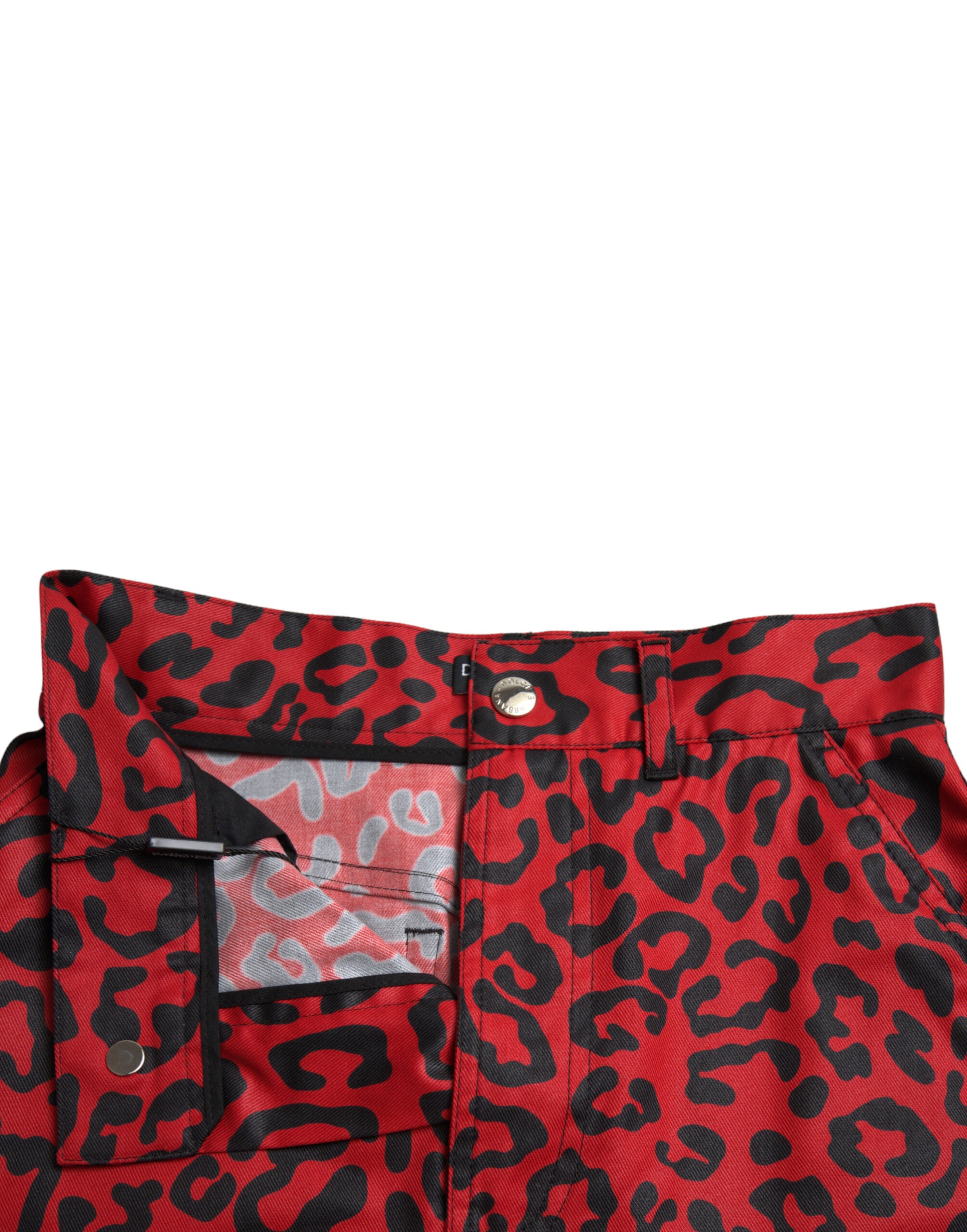 Dolce & Gabbana Hoch taillierter Minirock mit rotem Leopardenmuster