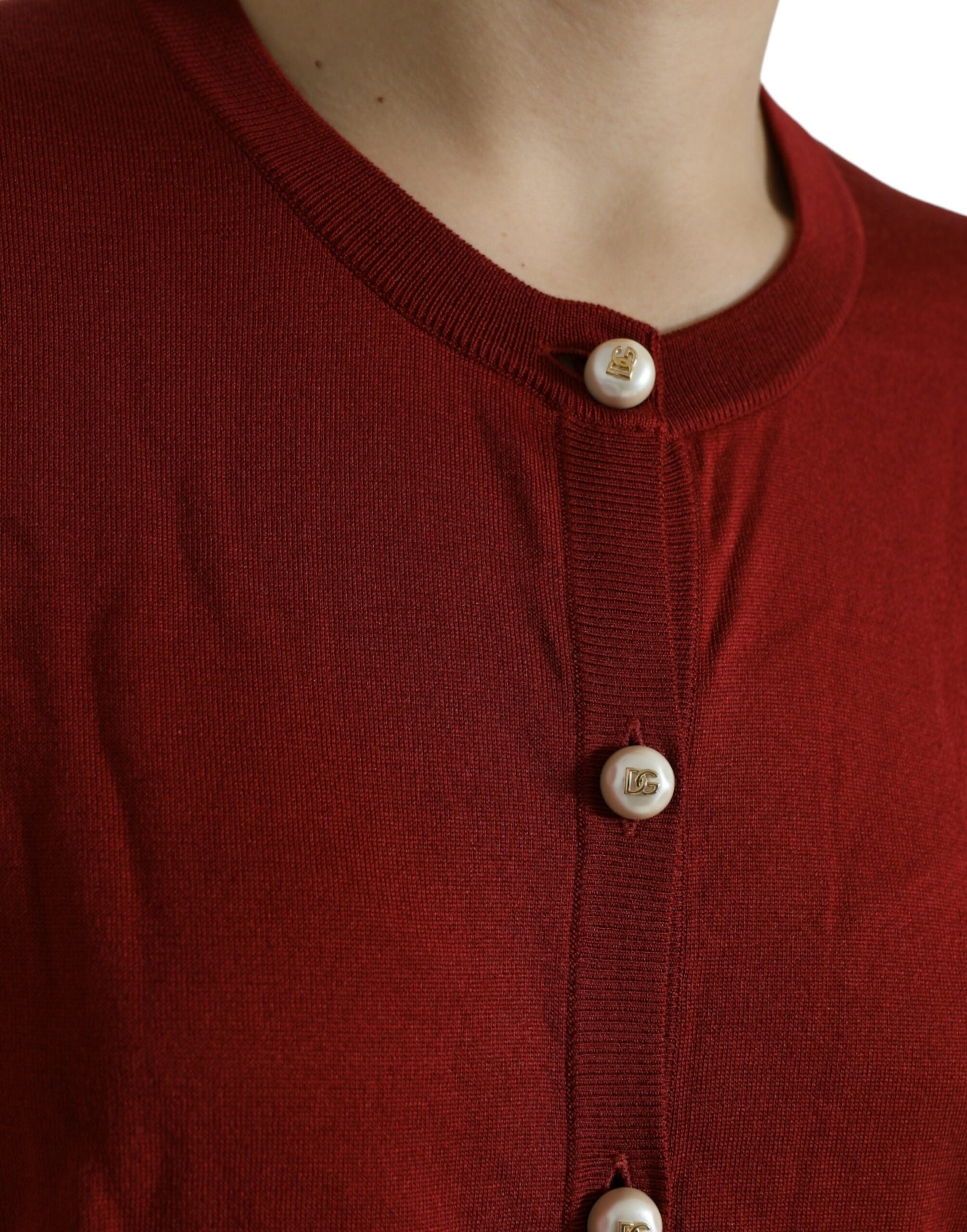 Dolce & Gabbana – Seiden-Cardigan mit Knopfleiste vorne, Kastanienbraun-Mix