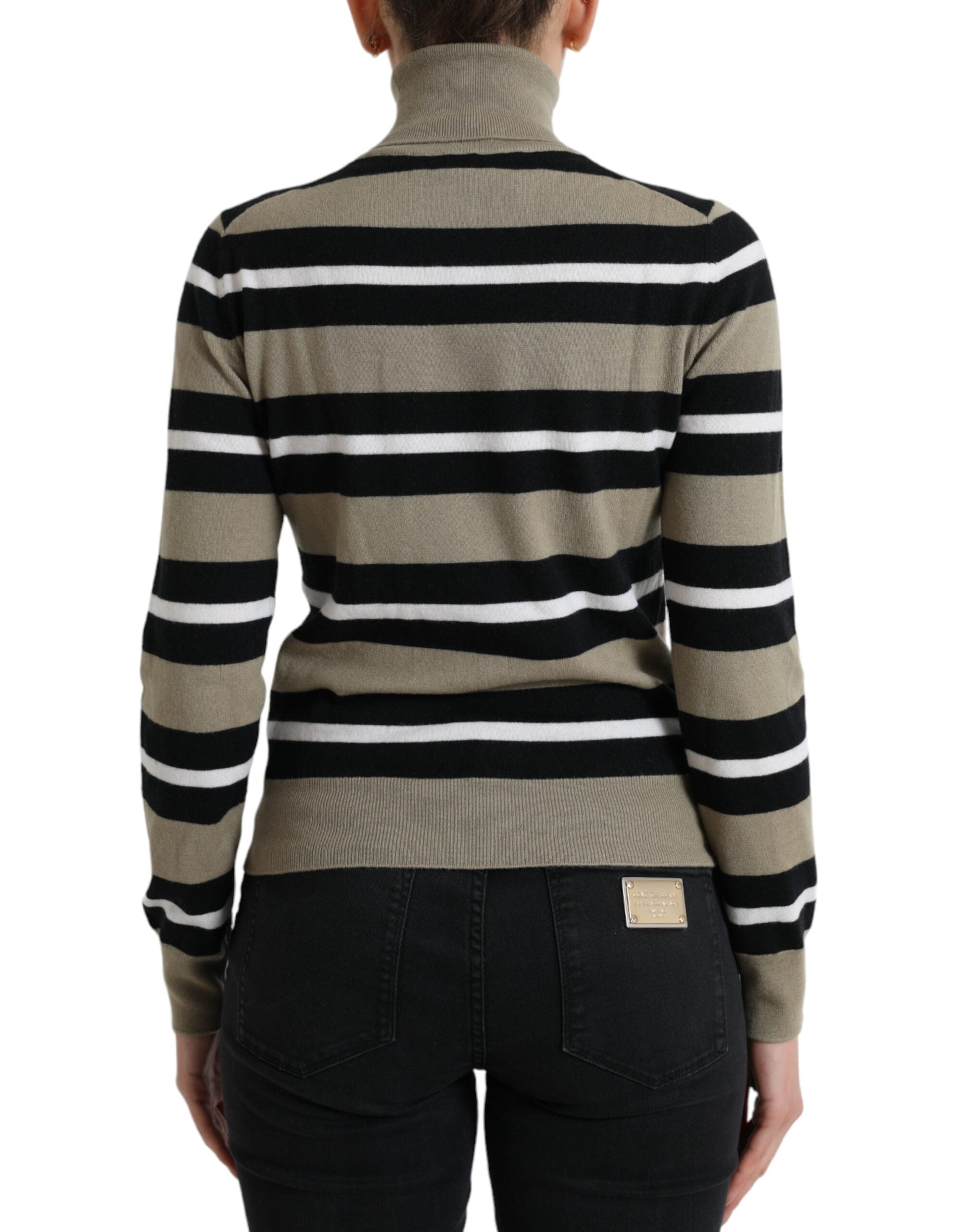 Dolce & Gabbana Mehrfarbig gestreifter Rollkragenpullover aus Wolle