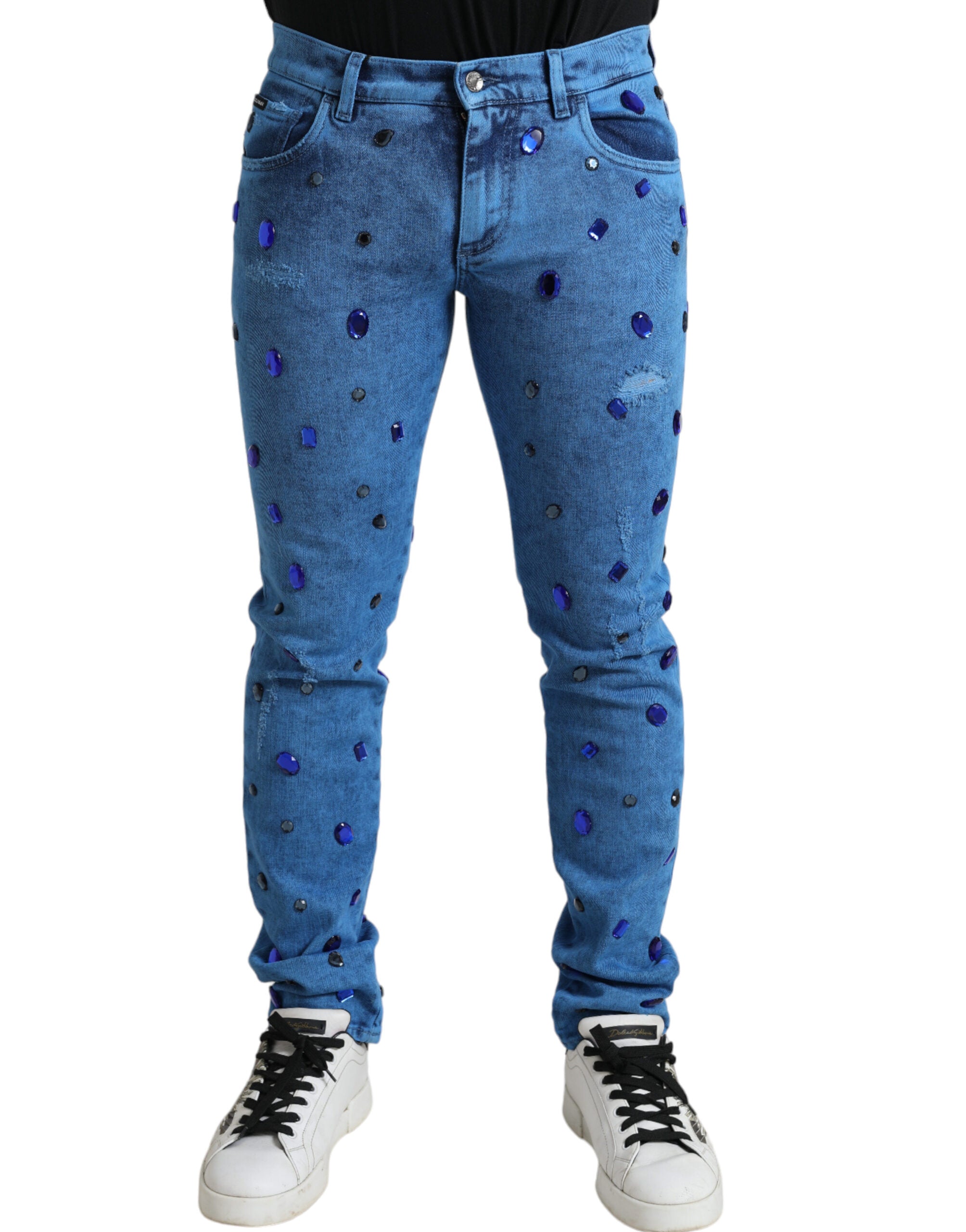 Dolce & Gabbana – Enge Jeans mit Kristallverzierung