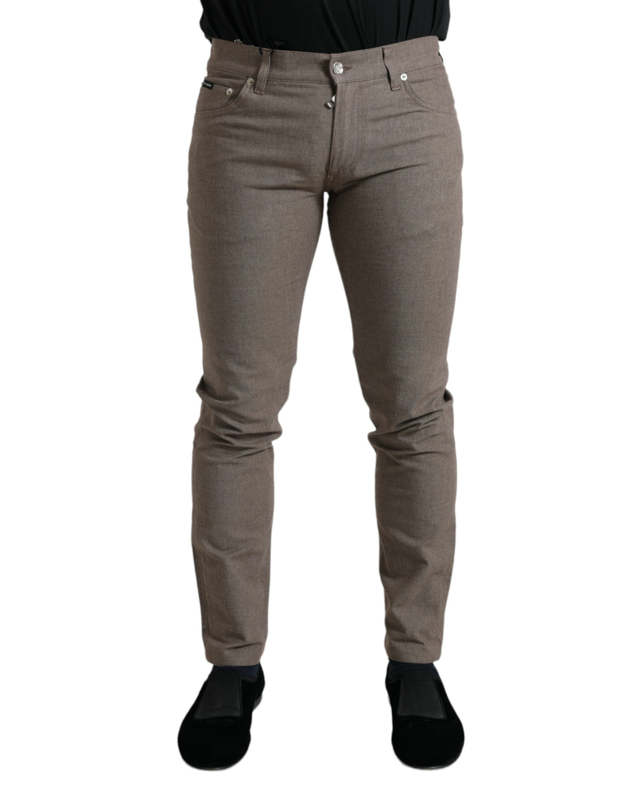Dolce & Gabbana Elegante braune Skinny-Hose aus Baumwollstretch