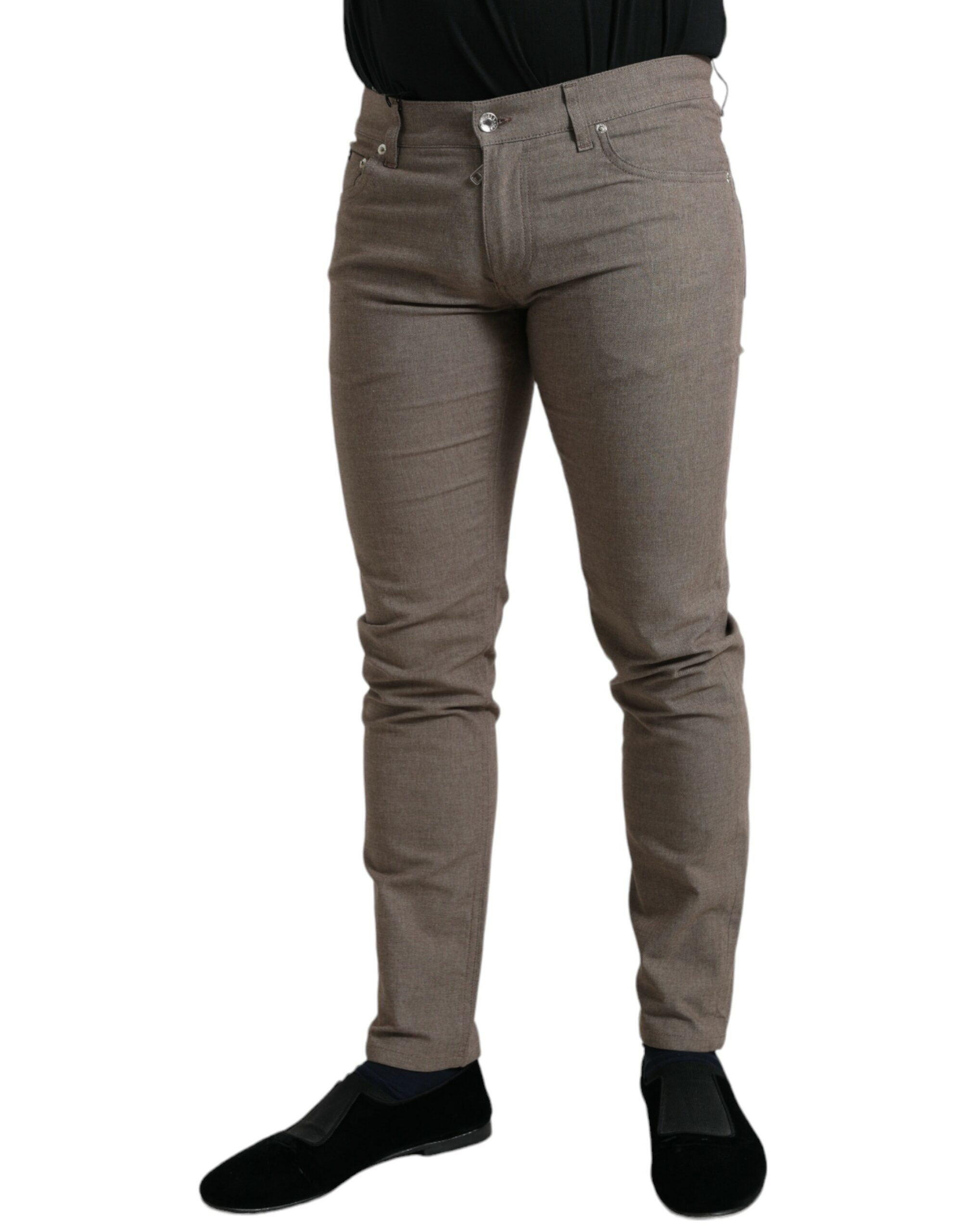 Dolce & Gabbana Elegante braune Skinny-Hose aus Baumwollstretch