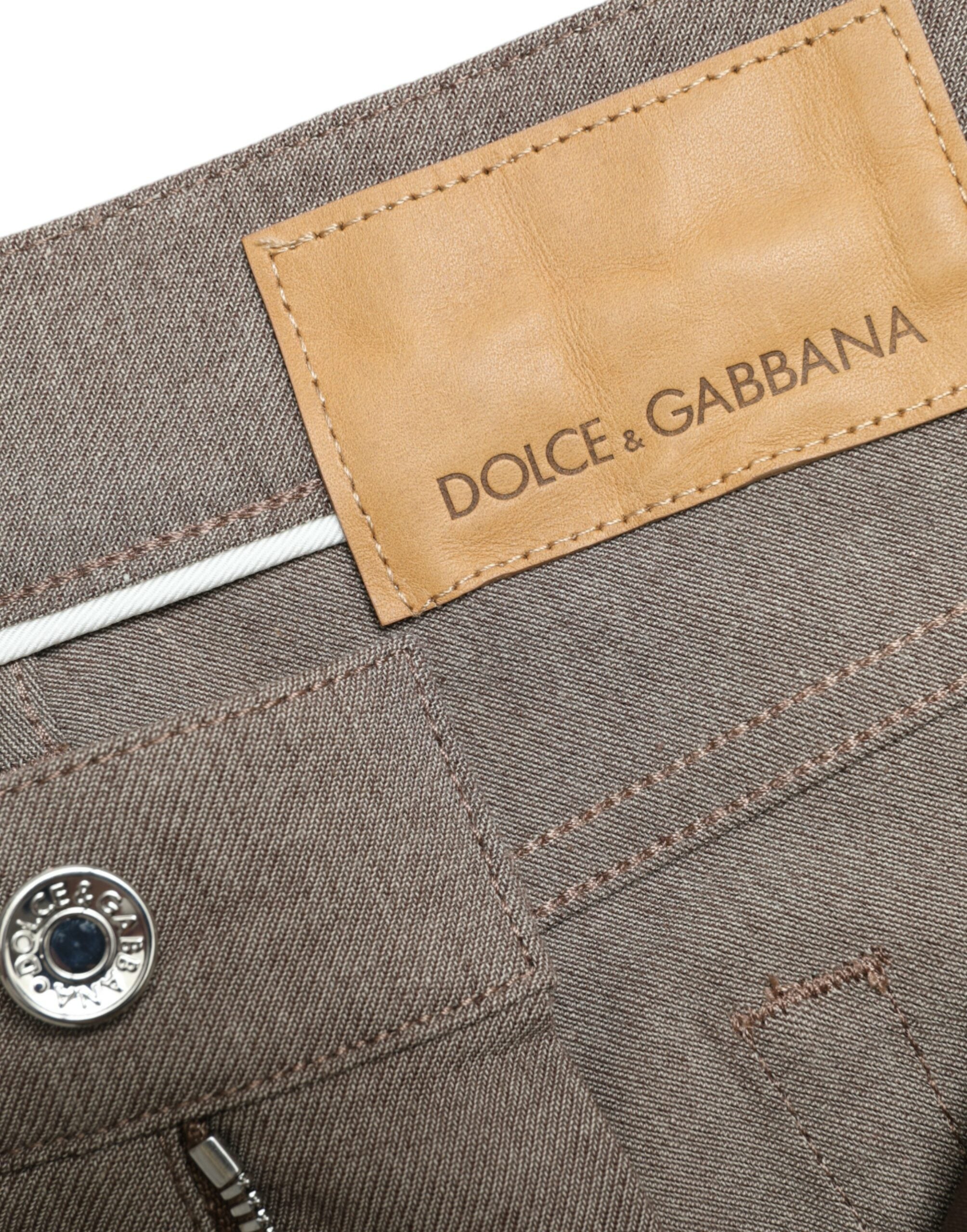 Dolce & Gabbana Elegante braune Skinny-Hose aus Baumwollstretch
