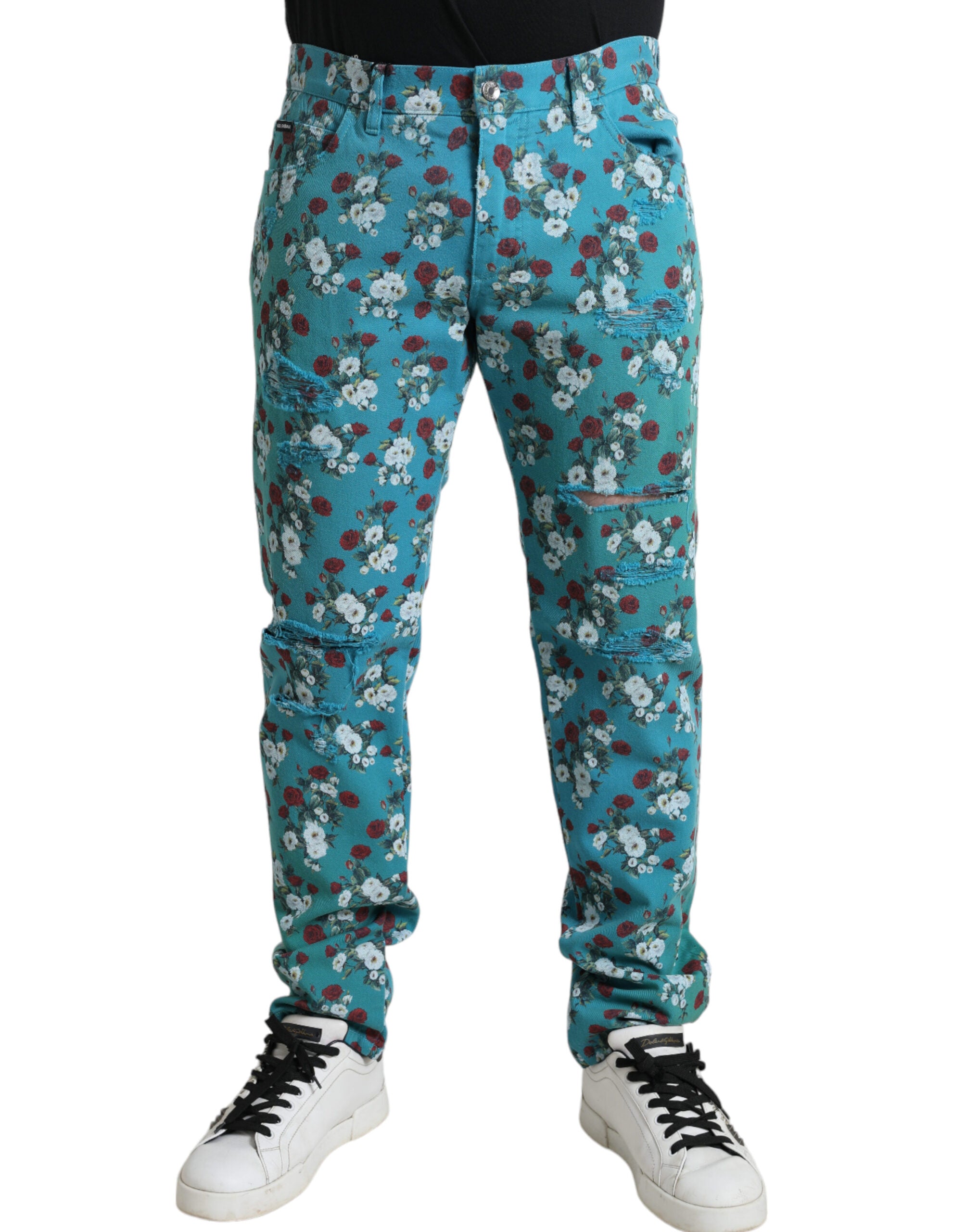 Dolce & Gabbana Schicke Skinny-Jeans mit Blumenmuster