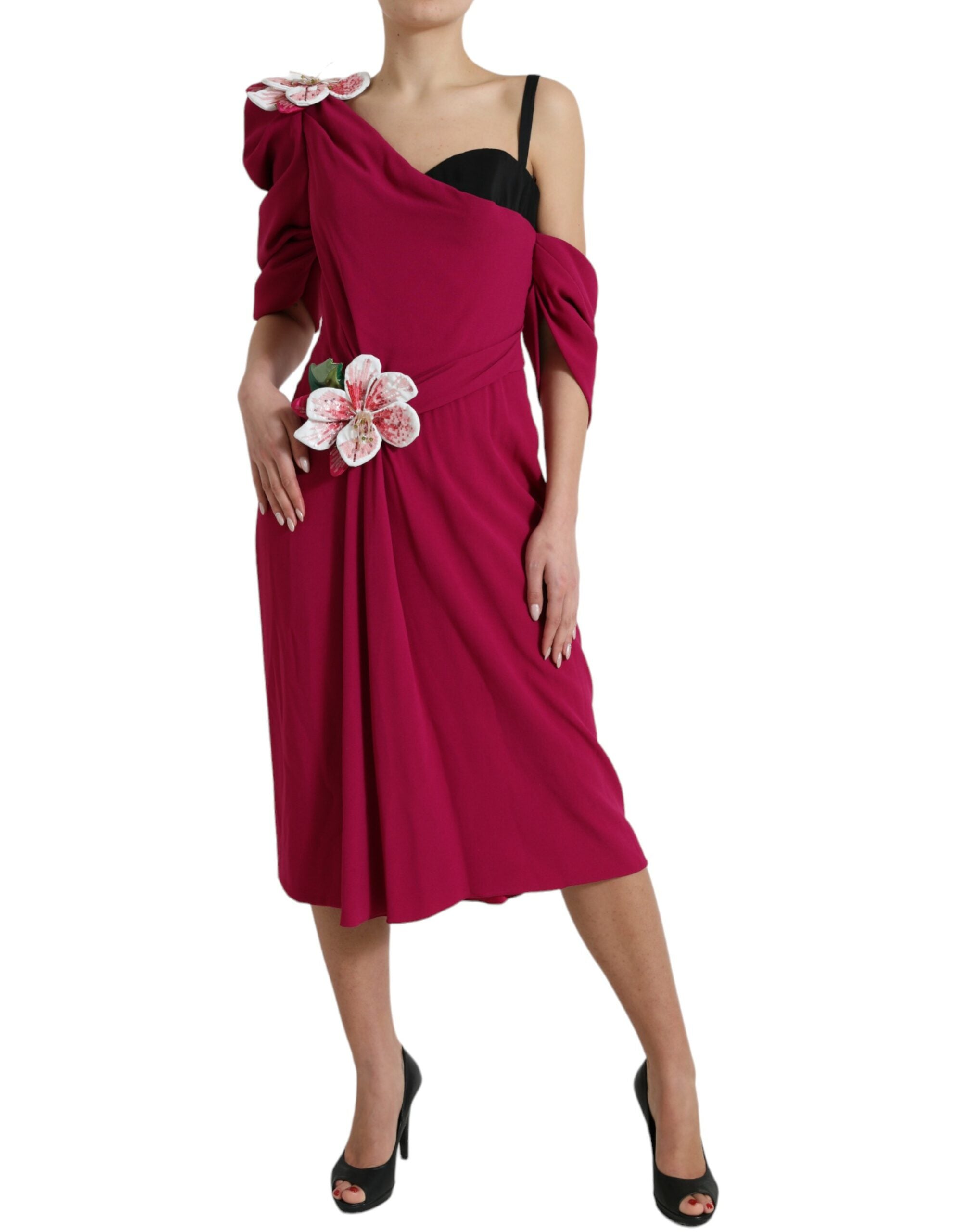 Rochie midi elegantă din mătase violet Dolce & Gabbana