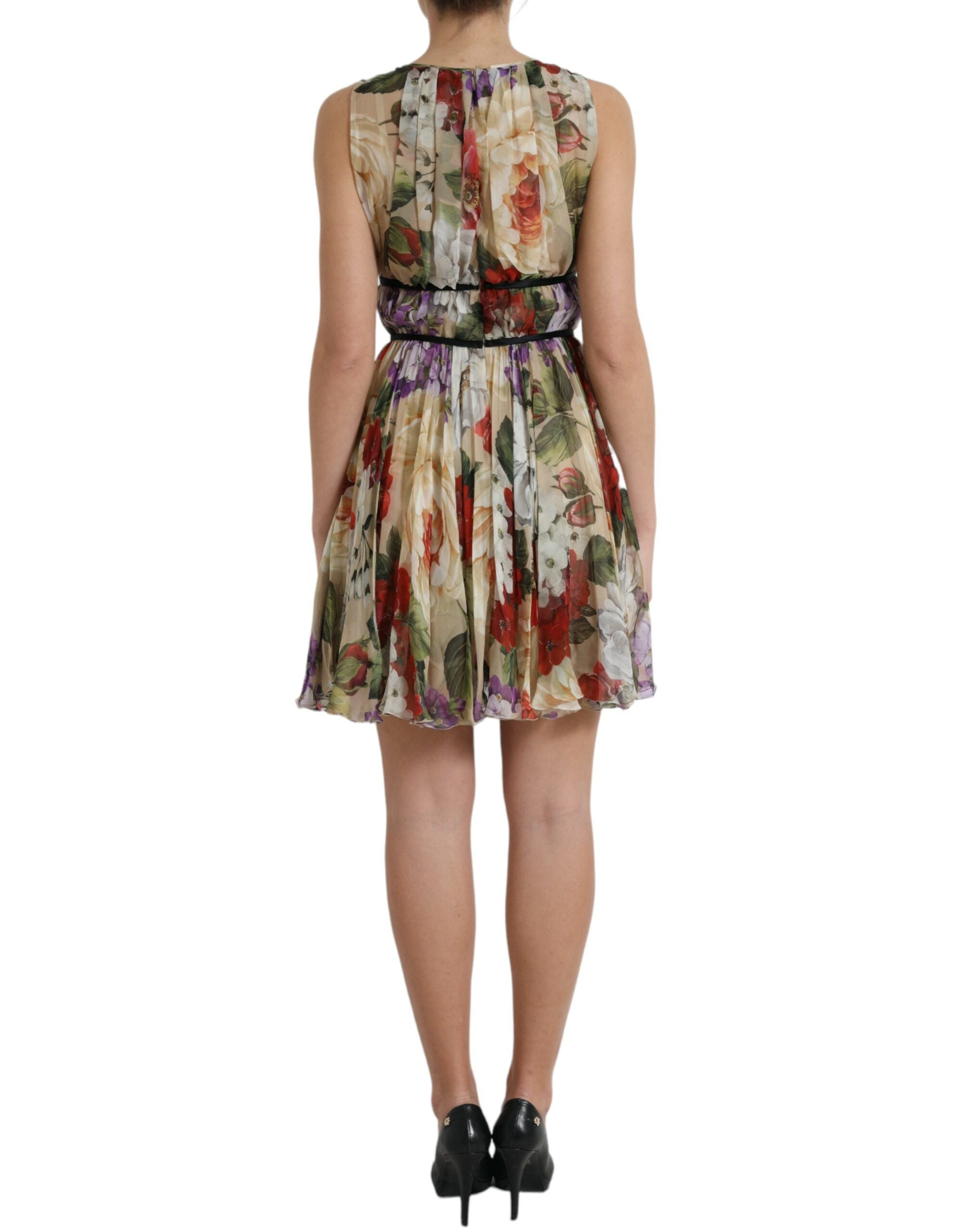 Rochie mini din șifon de mătase cu imprimeu floral Dolce & Gabbana