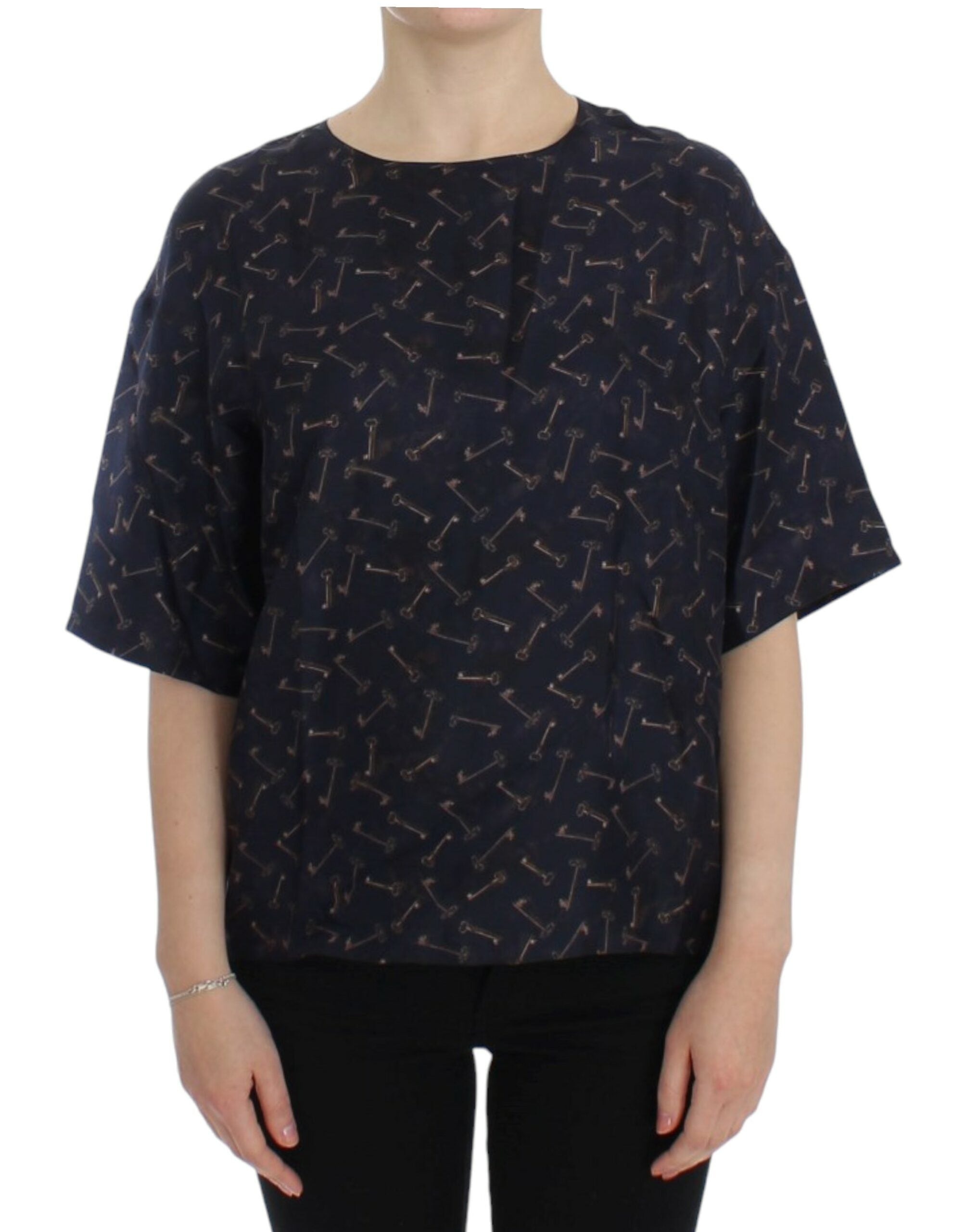 Dolce & Gabbana – Seidenbluse „Enchanted Sicily“ mit goldenem Schlüssel-Print