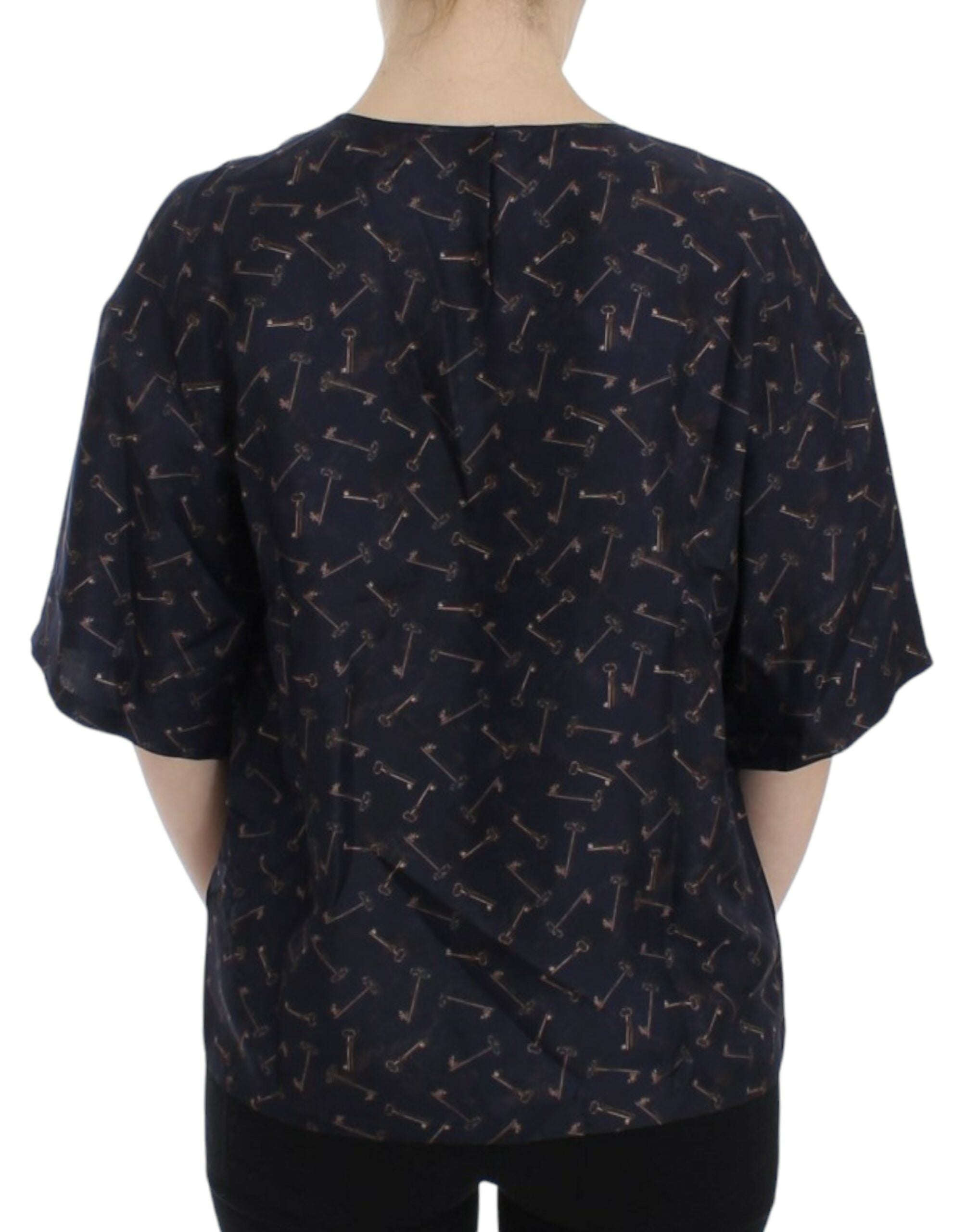 Dolce & Gabbana – Seidenbluse „Enchanted Sicily“ mit goldenem Schlüssel-Print