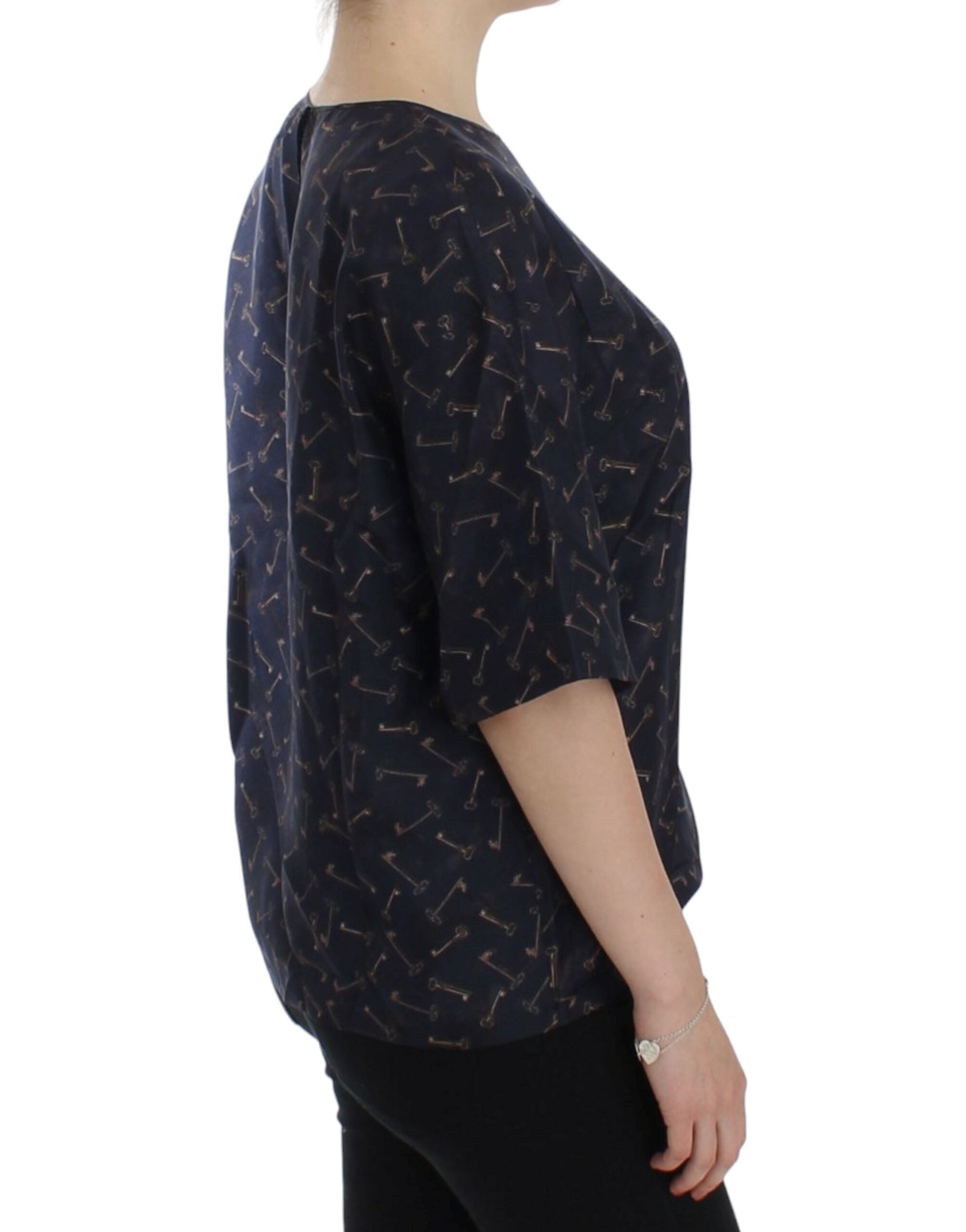 Dolce & Gabbana – Seidenbluse „Enchanted Sicily“ mit goldenem Schlüssel-Print