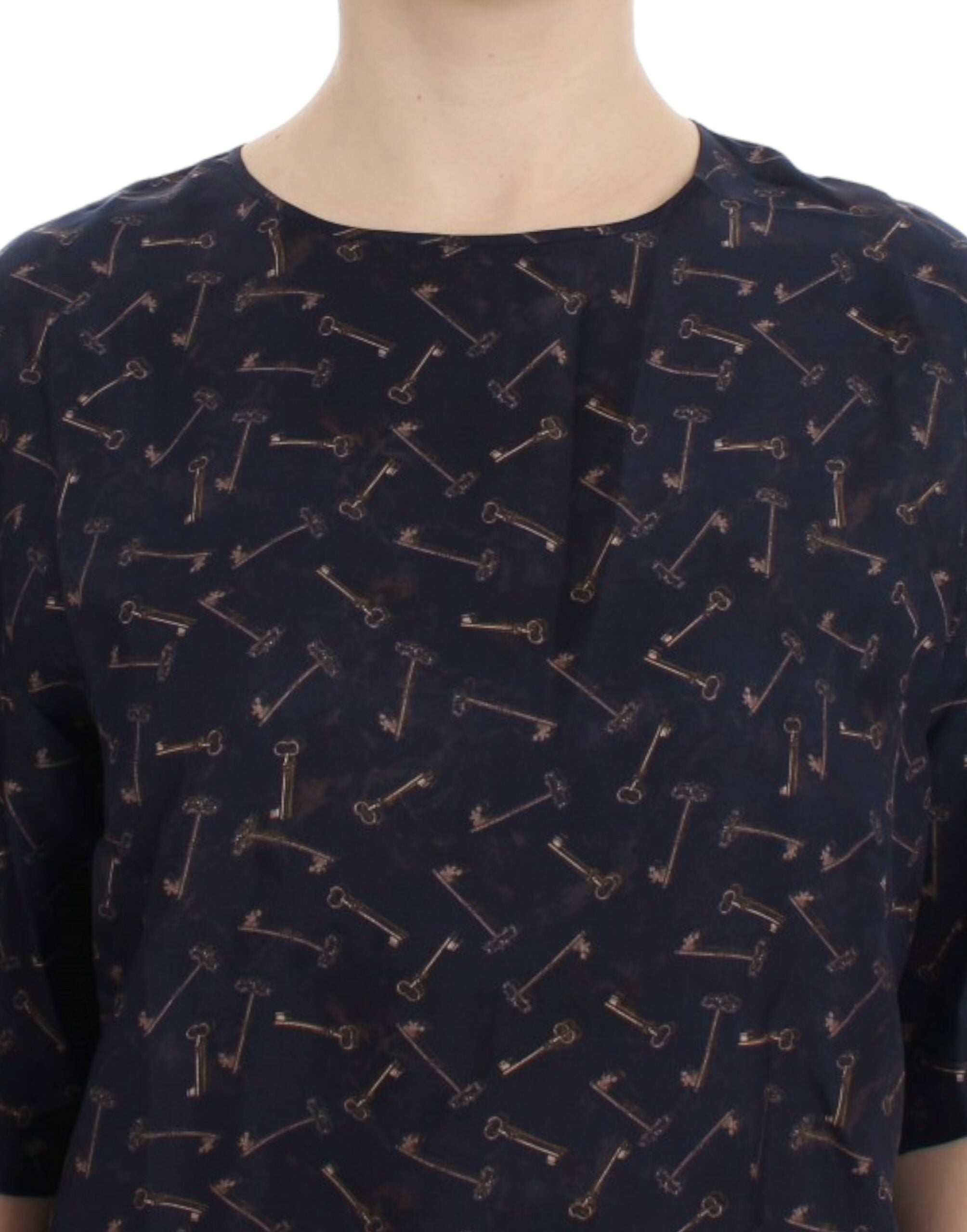 Dolce & Gabbana – Seidenbluse „Enchanted Sicily“ mit goldenem Schlüssel-Print