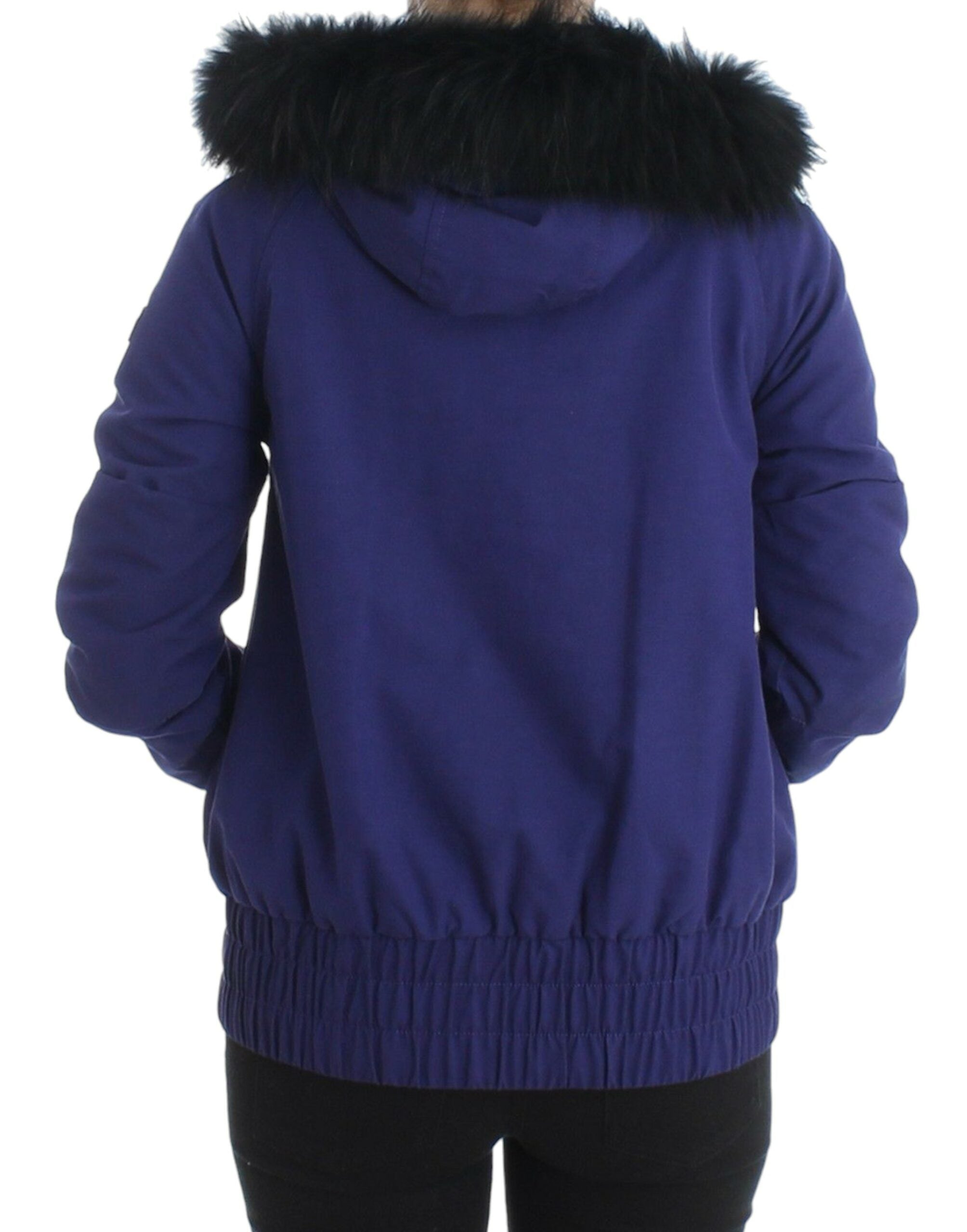 GF Ferre Chic – Blaue K-Way-Jacke mit Kunstpelz-Akzent