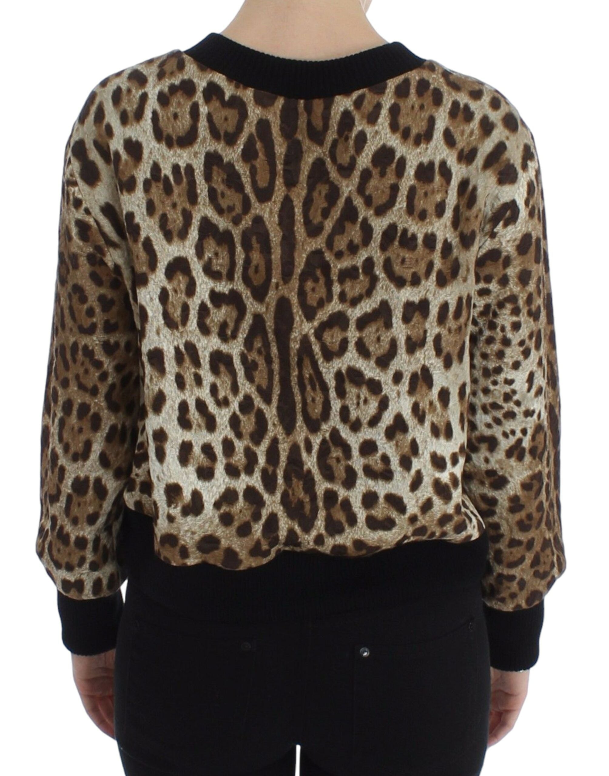 Dolce & Gabbana Elegantes kurzes Pullover-Oberteil mit Leopardenmuster