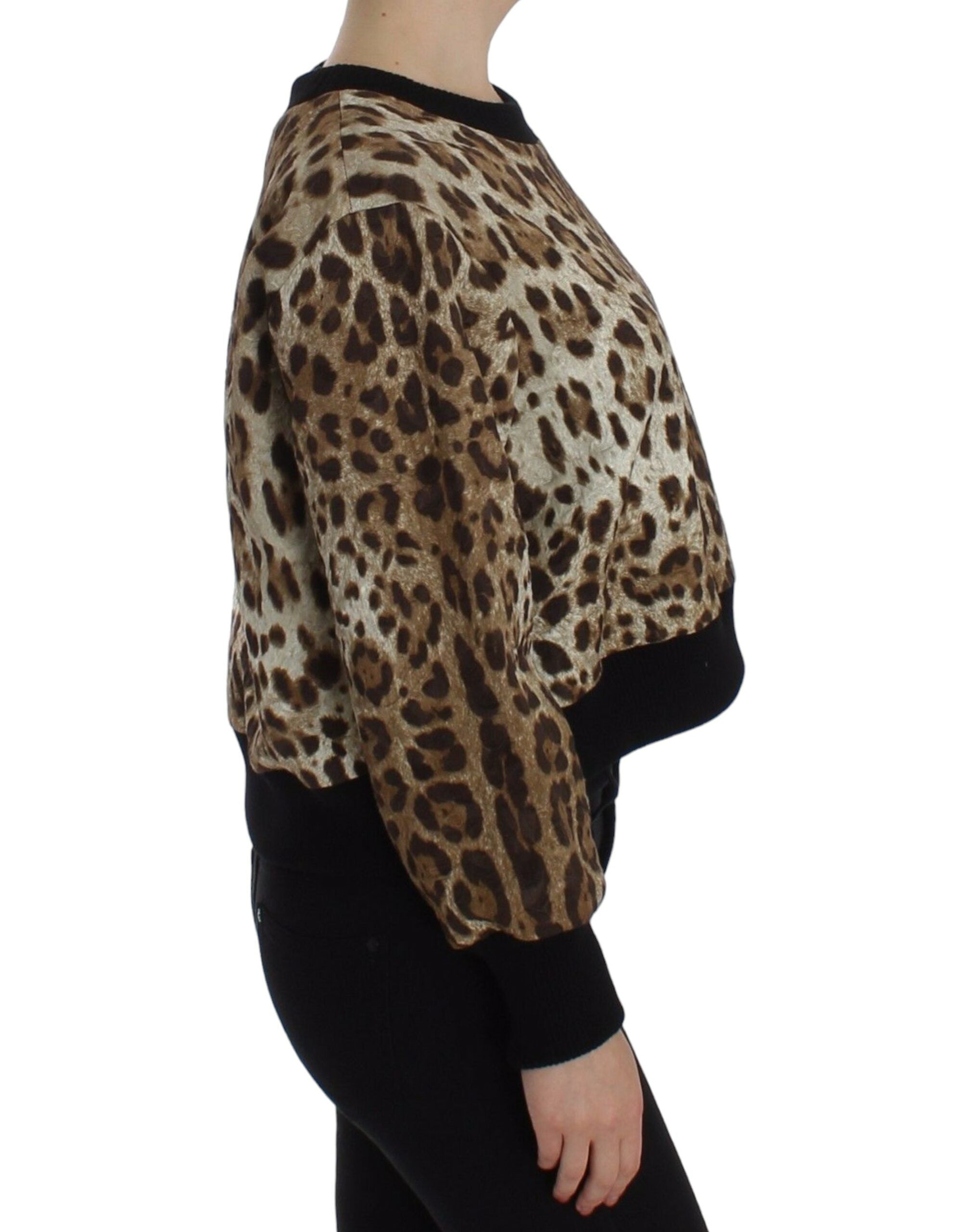 Dolce & Gabbana Elegantes kurzes Pullover-Oberteil mit Leopardenmuster