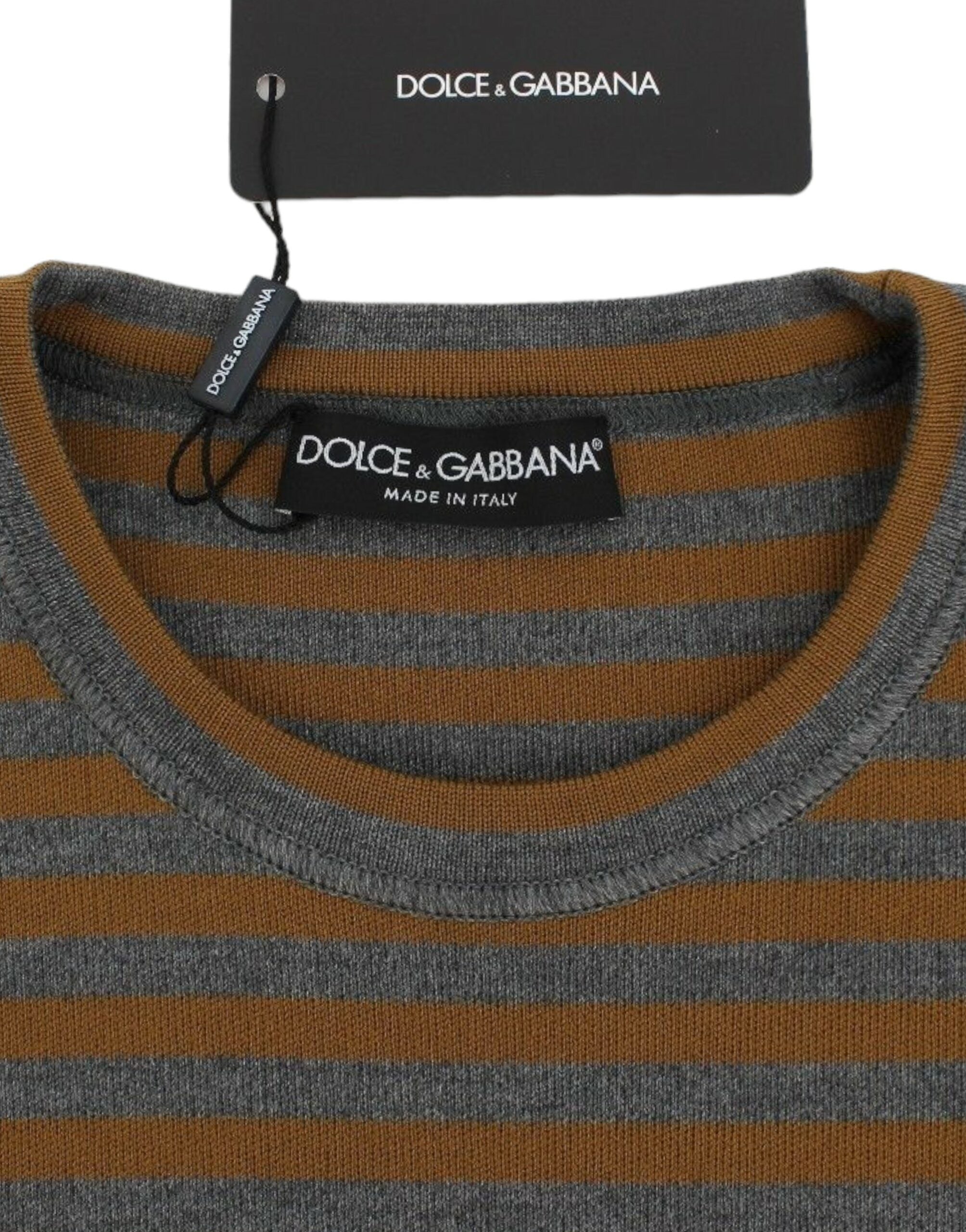 Dolce & Gabbana – Oversize-Pullover mit gelben und grauen Streifen