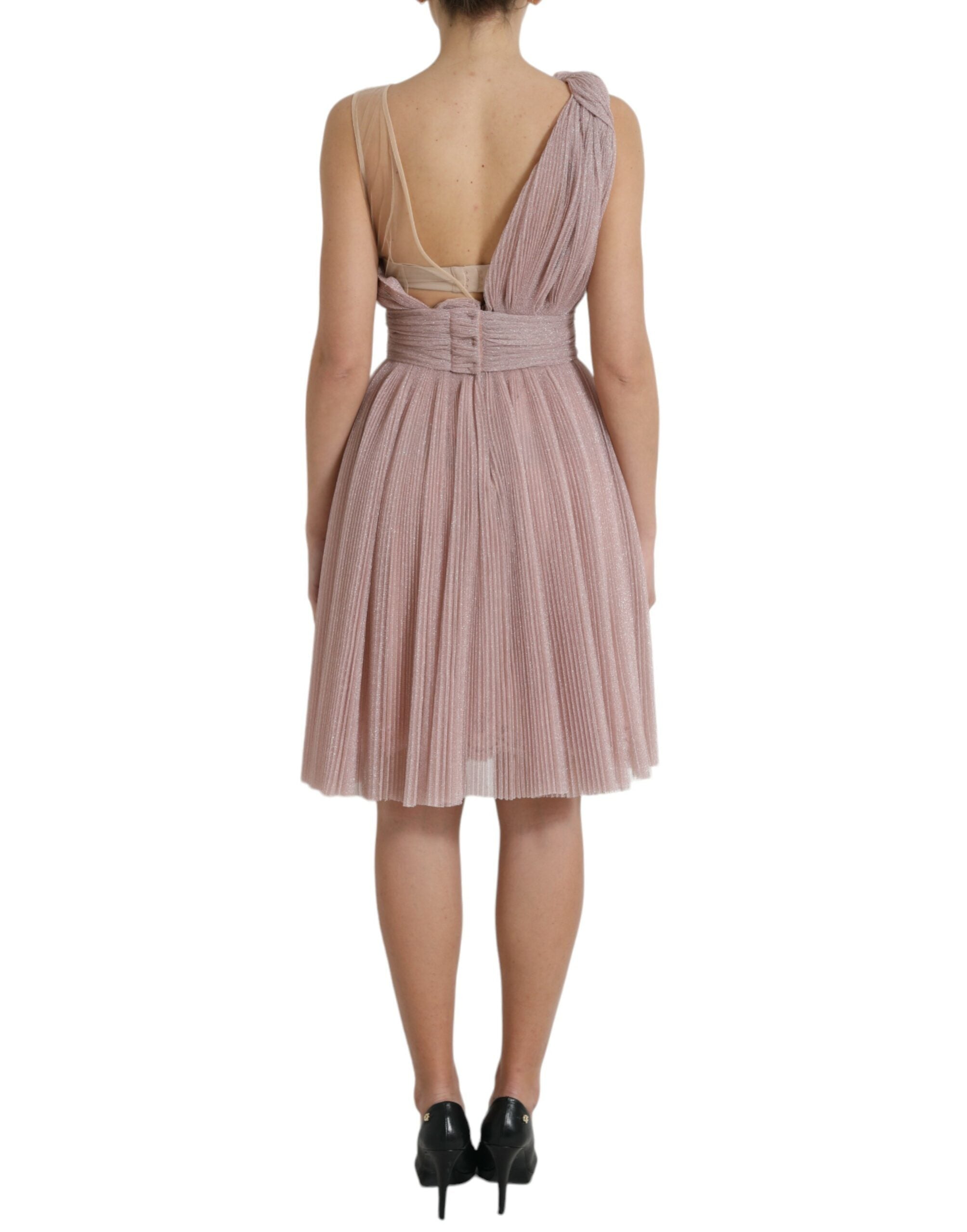 Rochie elegantă asimetrică din tul roz Dolce & Gabbana