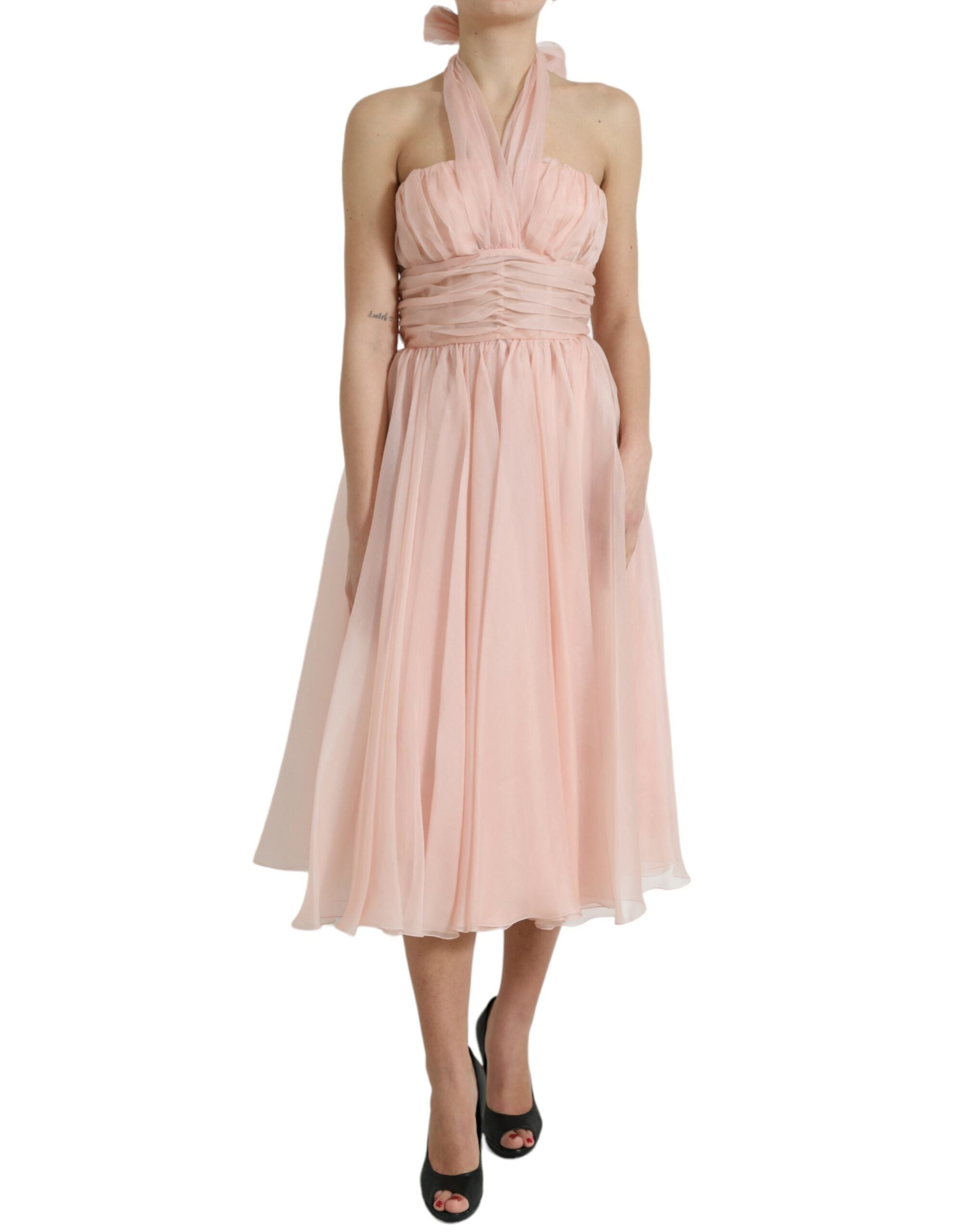 Dolce & Gabbana Elegantes Neckholder-Midikleid aus Seidenchiffon